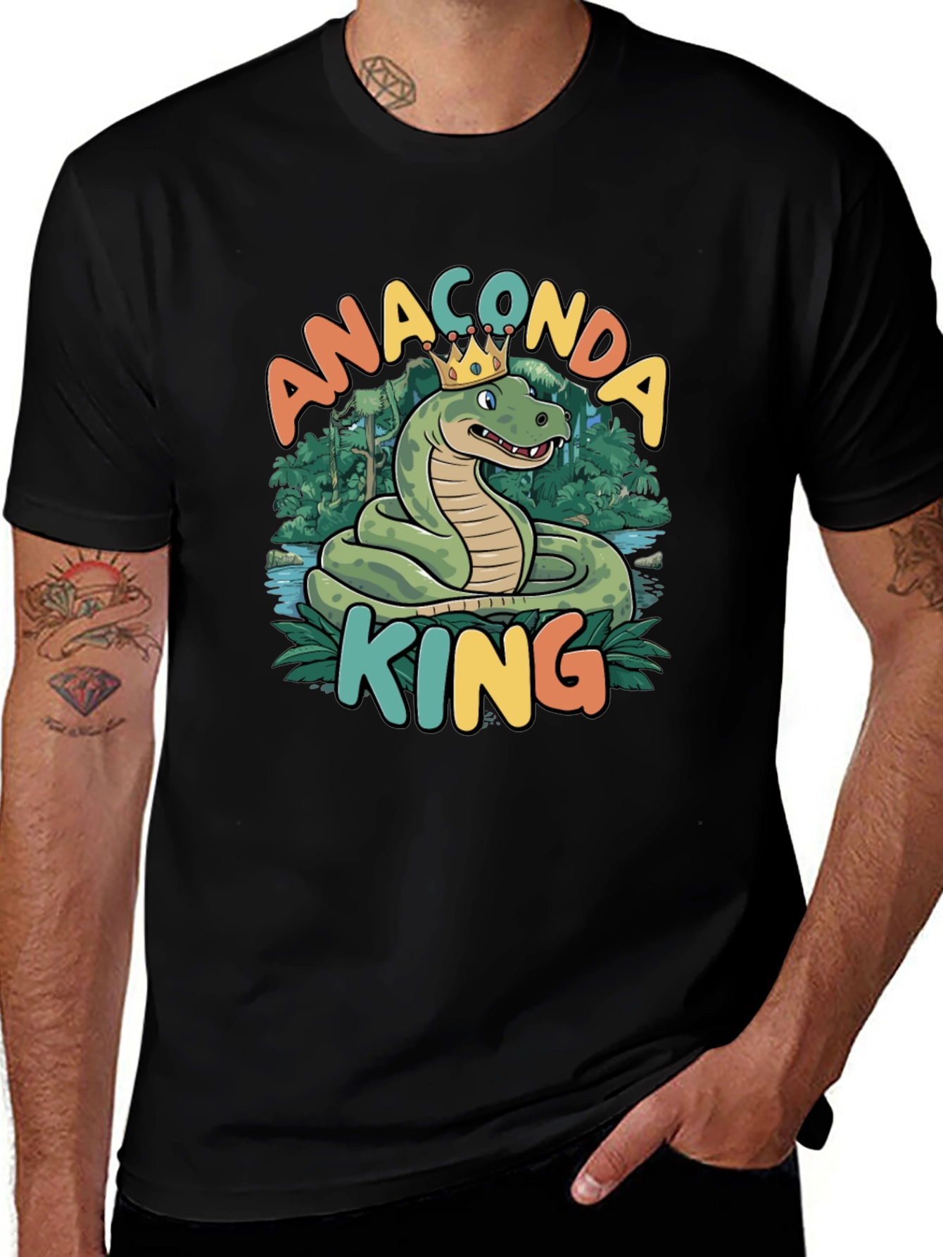 Anaconda King T-Shirt - Cartoon Snake Design