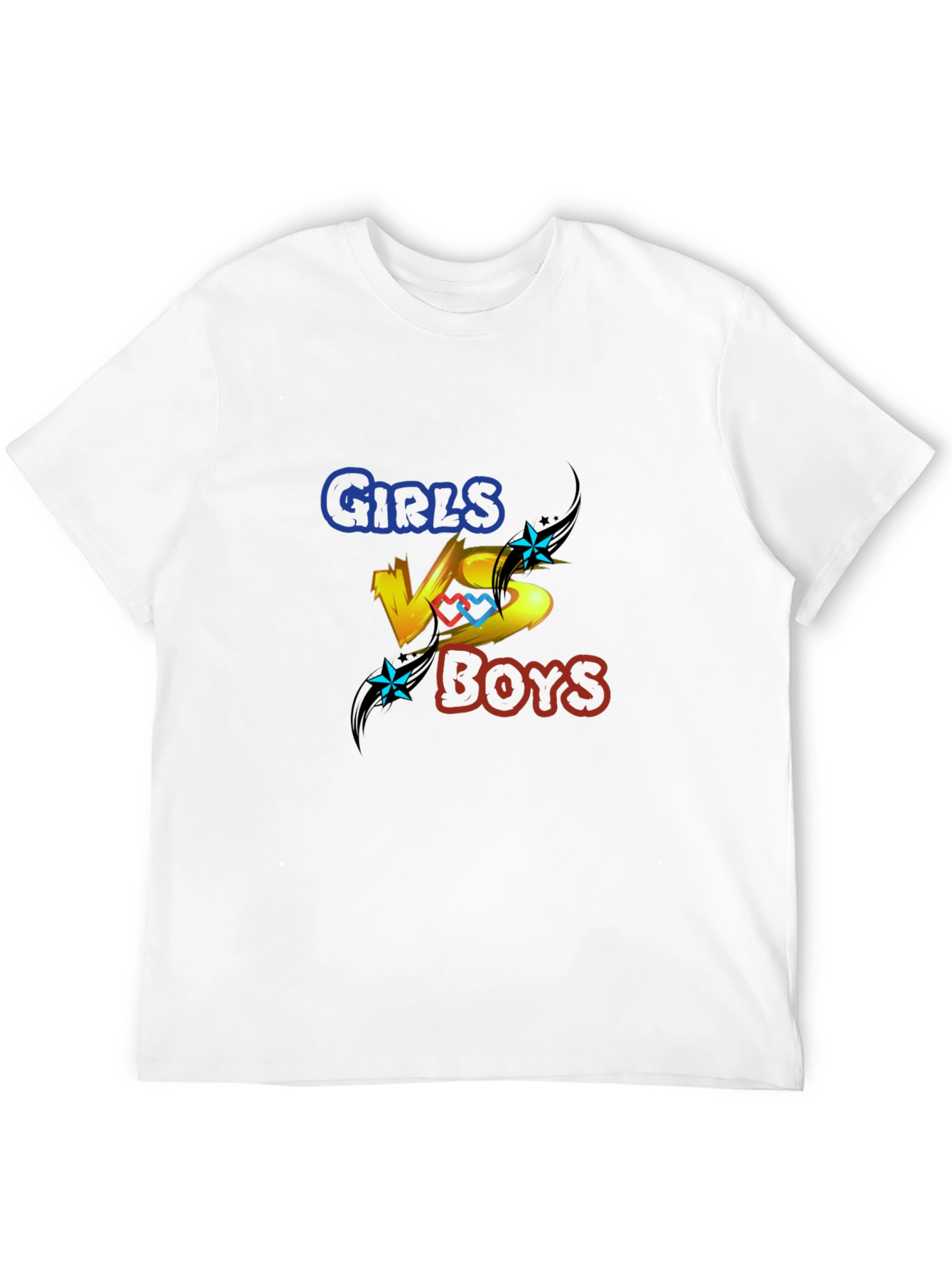 Girls vs Boys Graphic Print Crew Neck T-Shirt