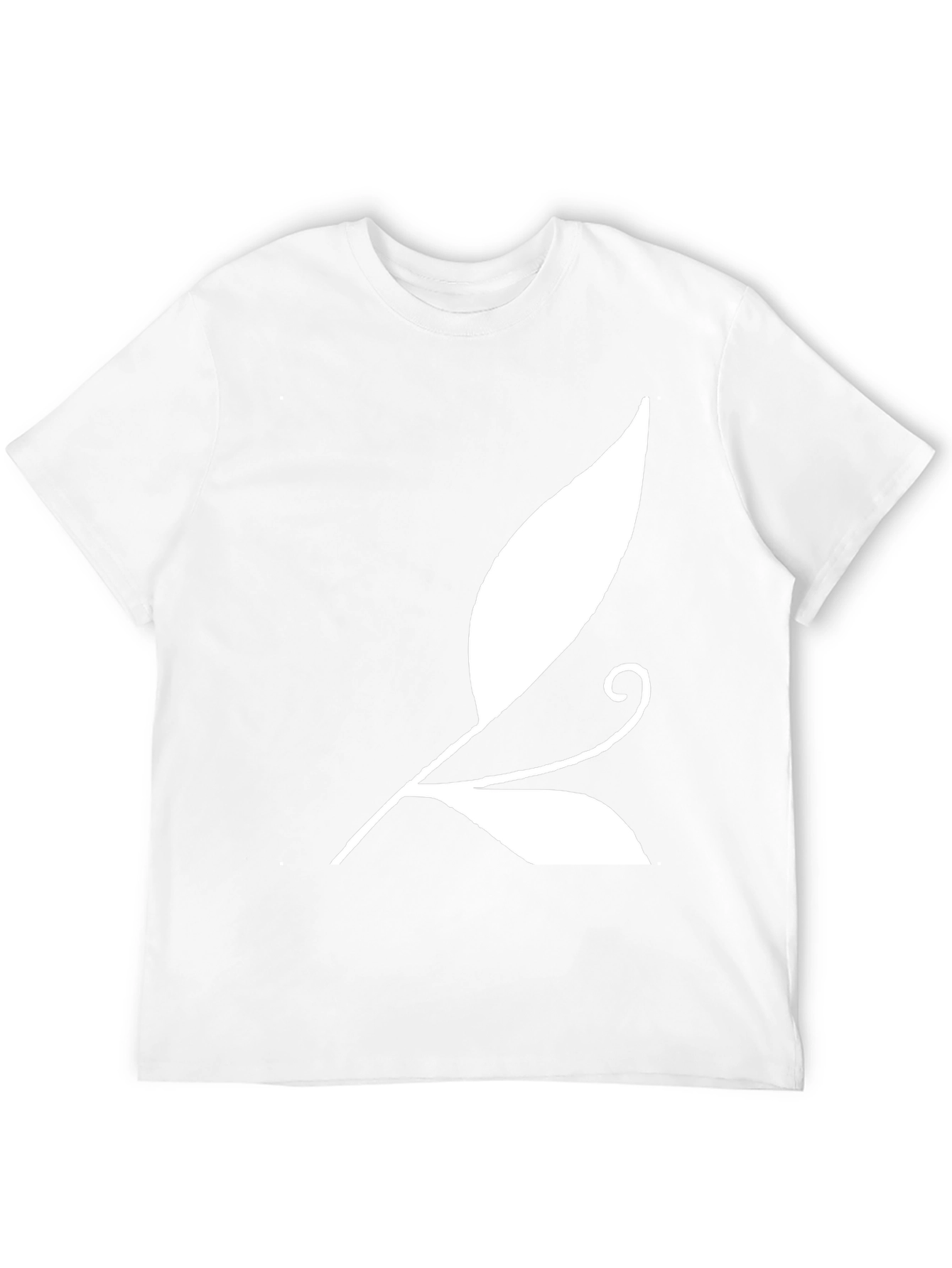 Black T-Shirt with White Leaf Design