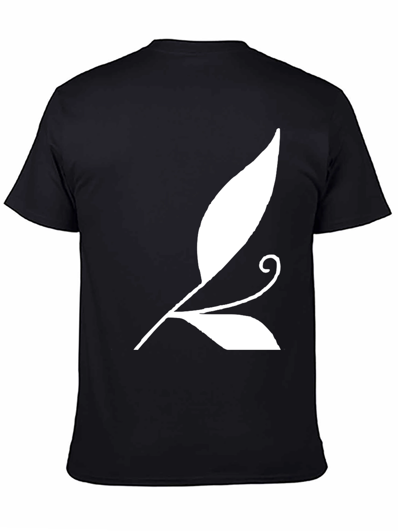 Black T-Shirt with White Leaf Design