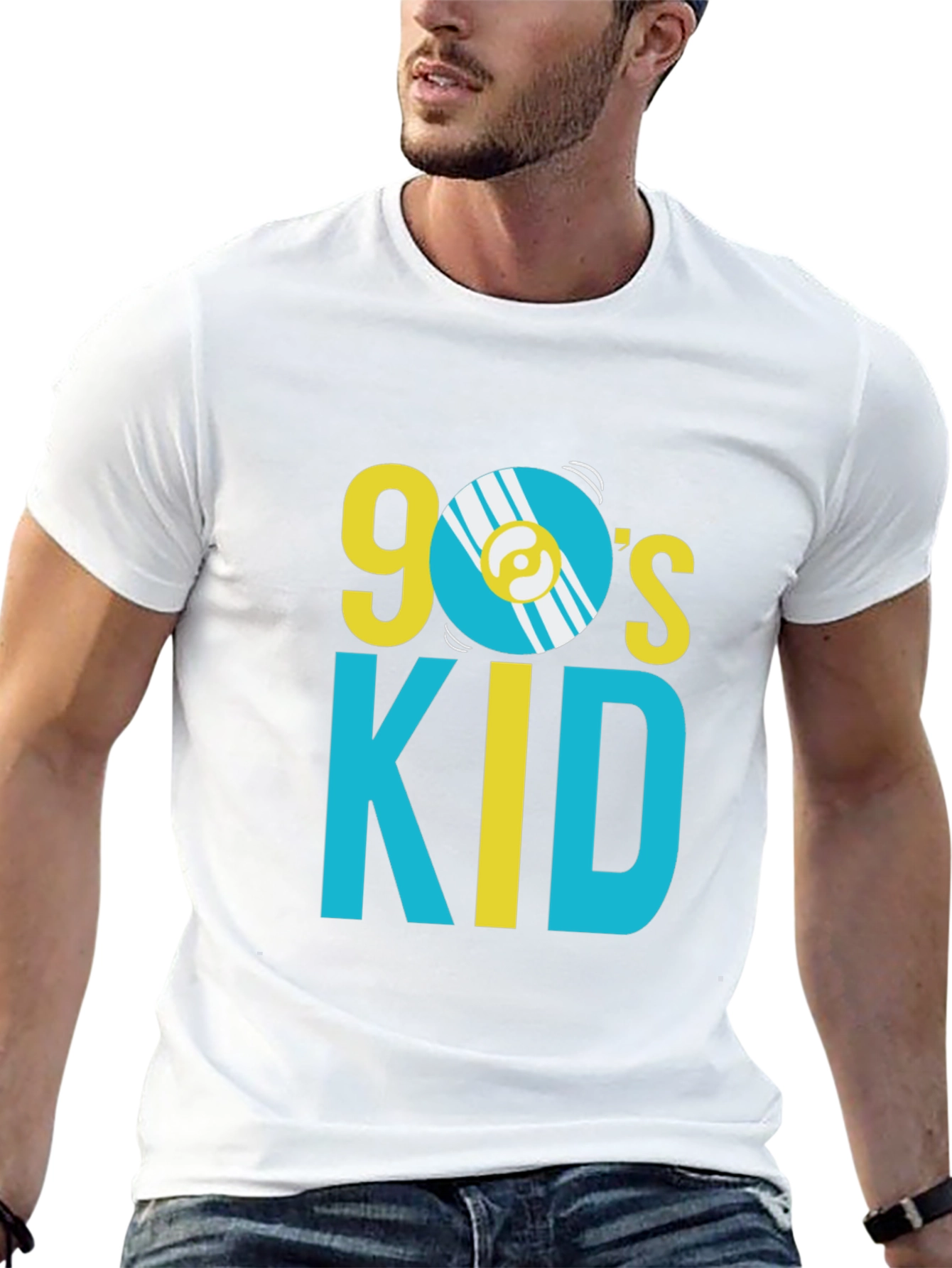 90s Kid Graphic Print Crew Neck T-Shirt