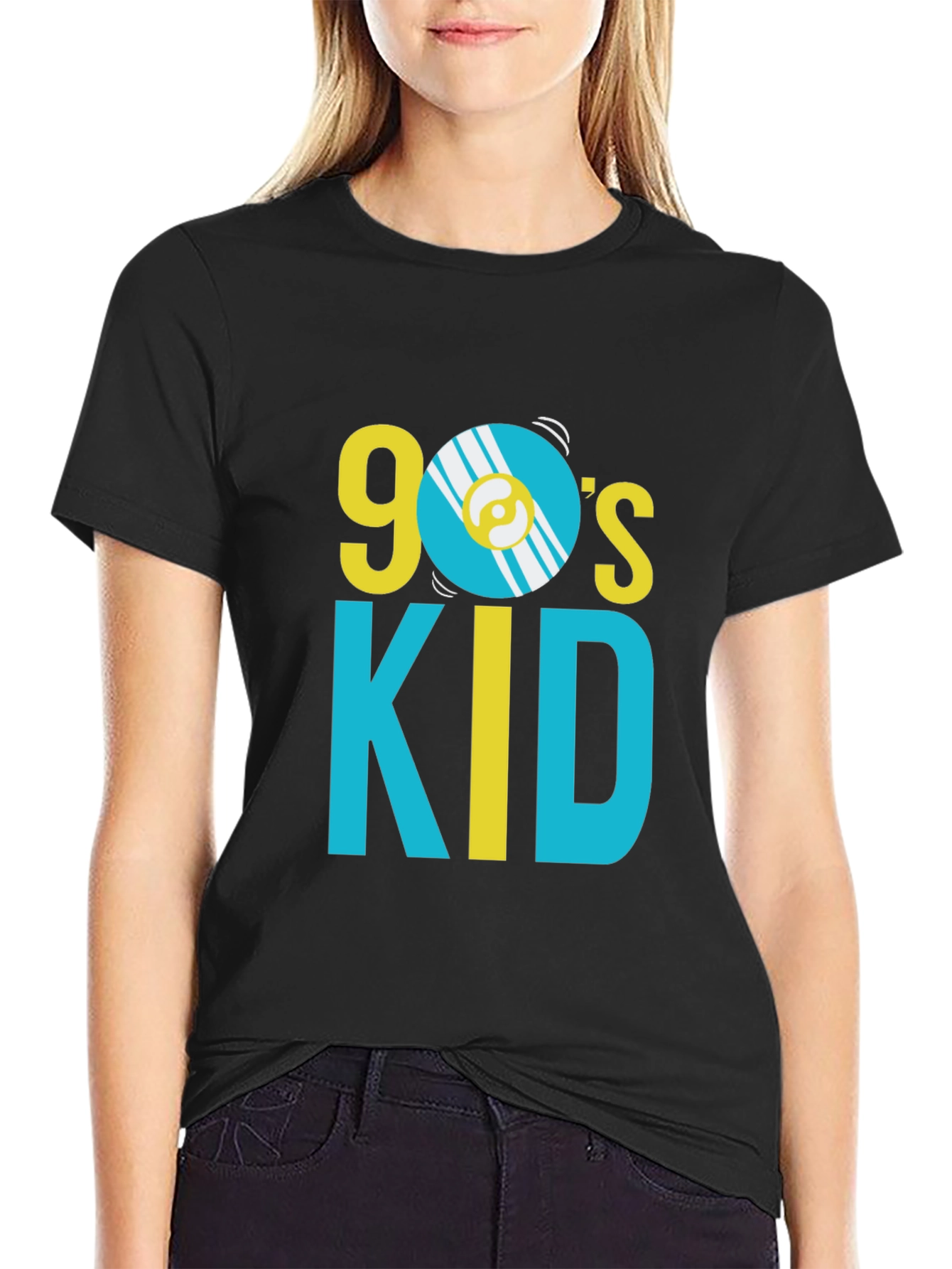90s Kid Graphic Print Crew Neck T-Shirt