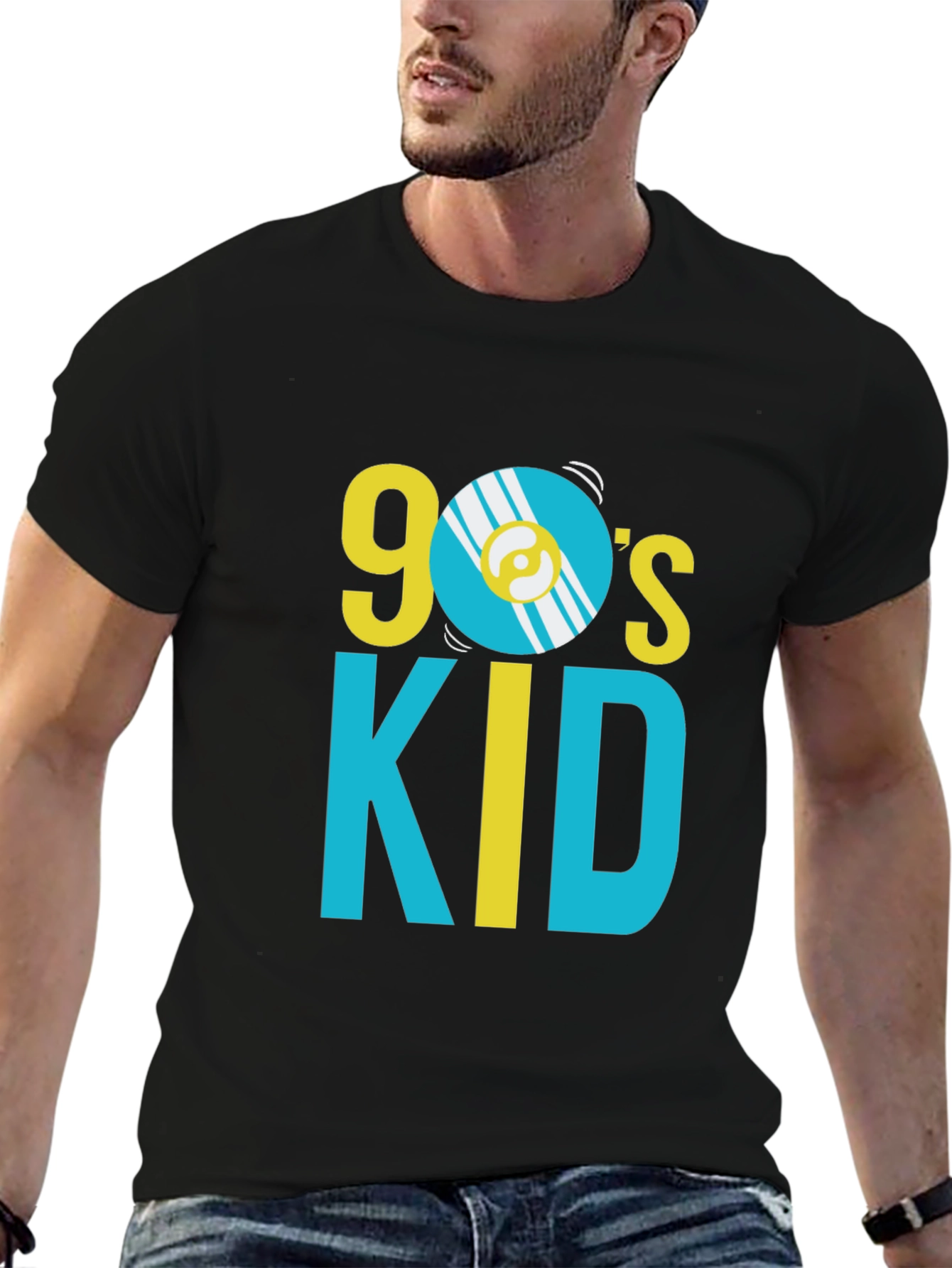 90s Kid Graphic Print Crew Neck T-Shirt