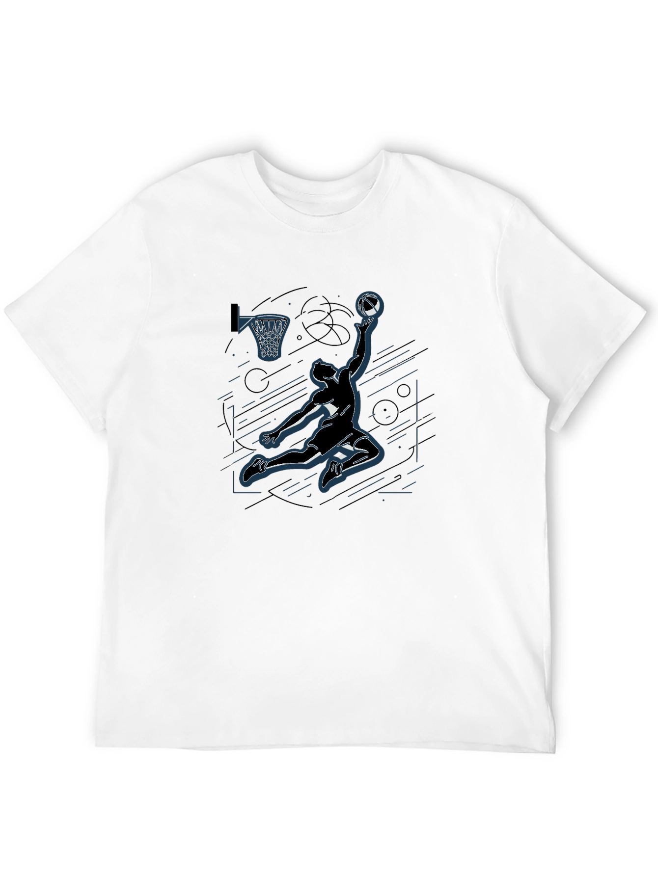 Basketball Player Graphic Tee - Black Cotton Casual Shirt