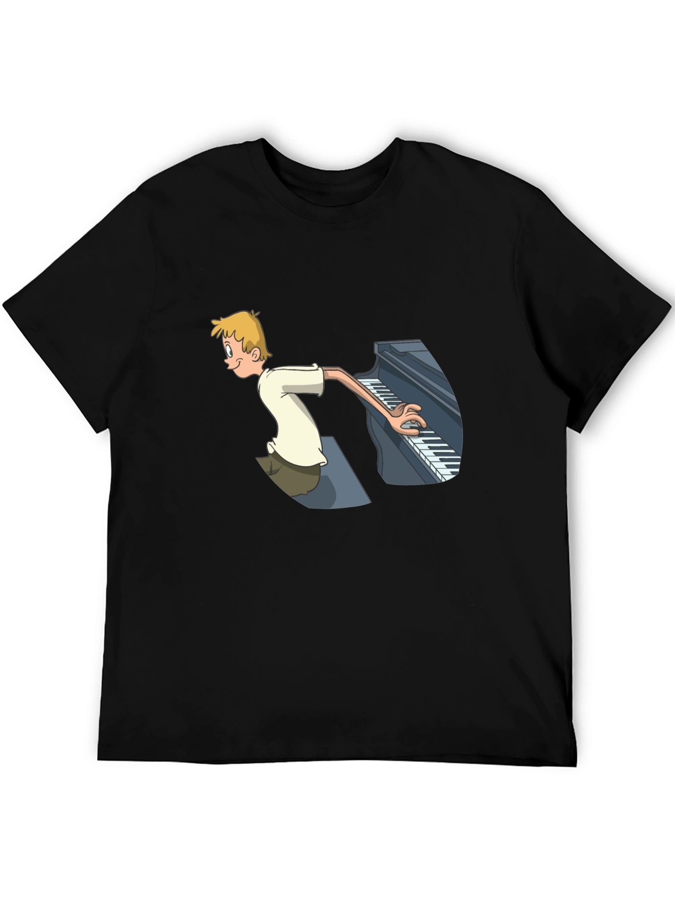 Piano Player Cartoon Graphic T-Shirt - Unique Design