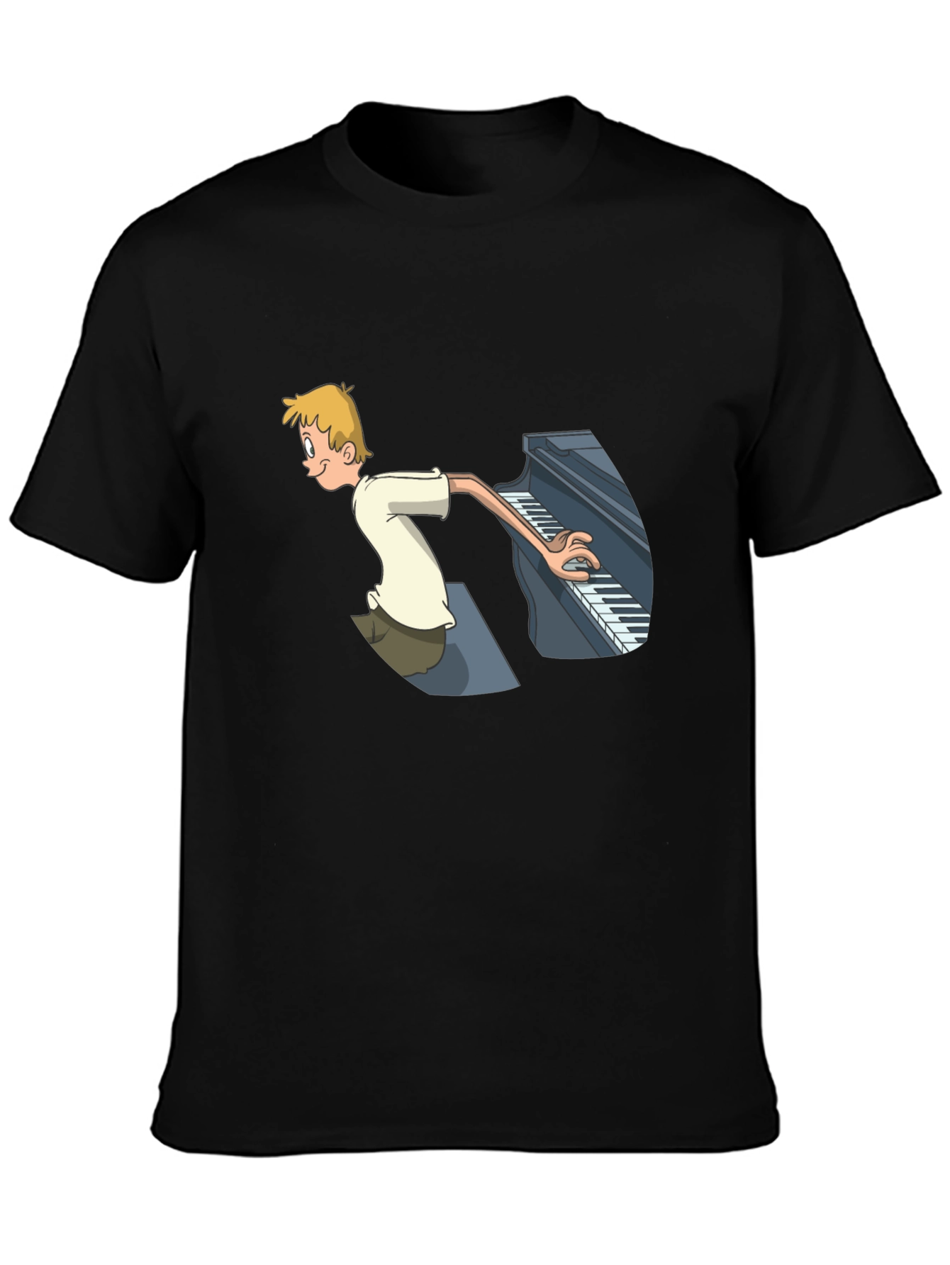 Piano Player Cartoon Graphic T-Shirt - Unique Design