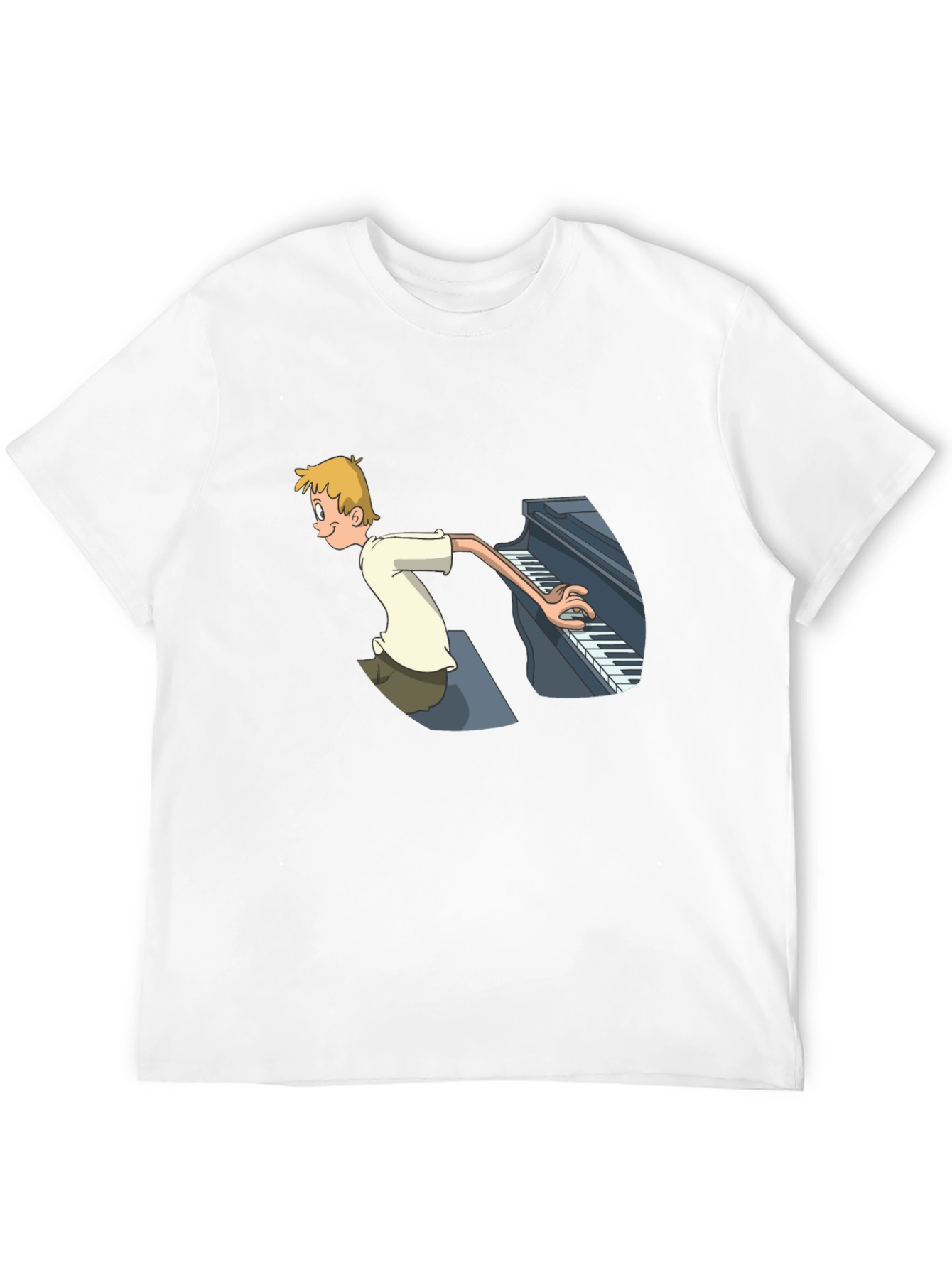 Piano Player Cartoon Graphic T-Shirt - Unique Design