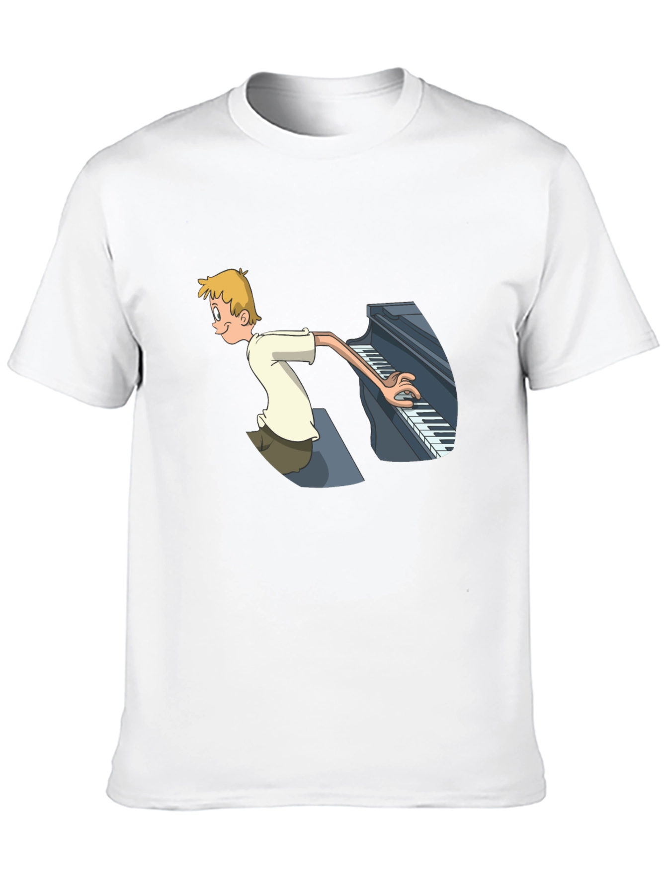 Piano Player Cartoon Graphic T-Shirt - Unique Design