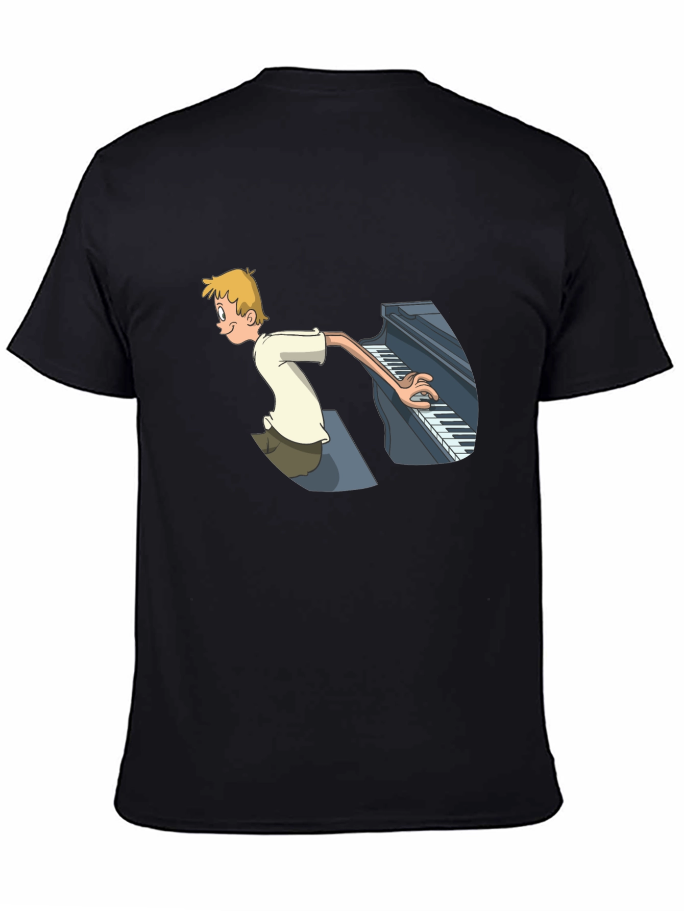 Piano Player Cartoon Graphic T-Shirt - Unique Design