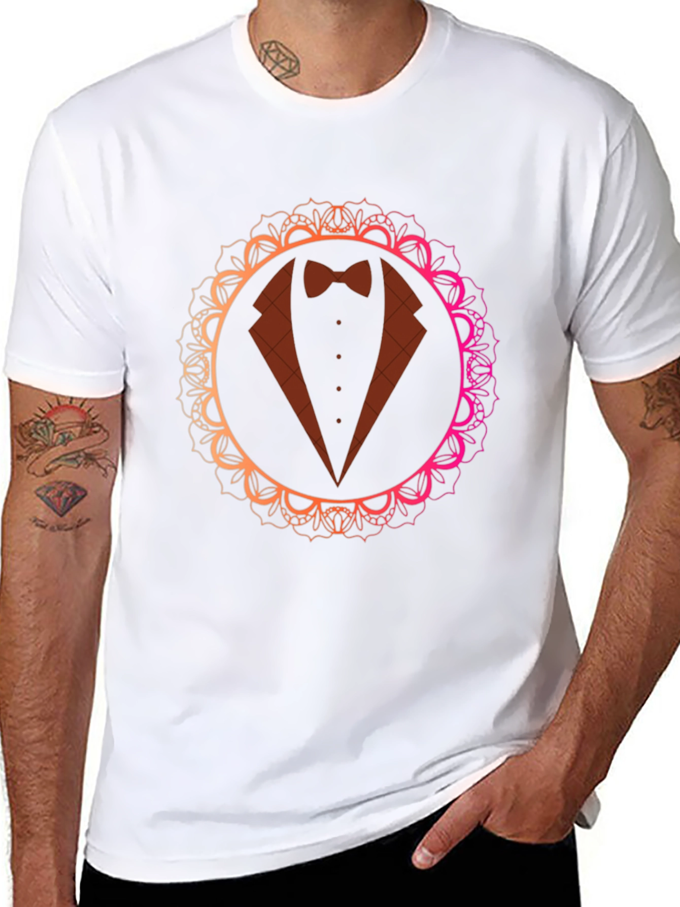 Elegant Tuxedo Mandala T-Shirt