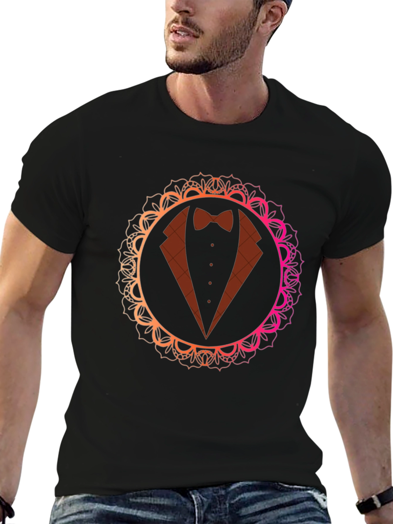 Elegant Tuxedo Mandala T-Shirt