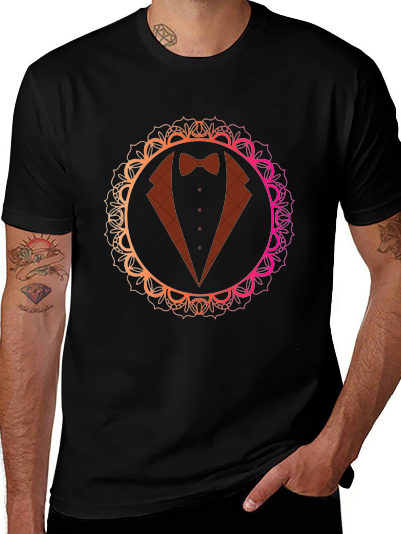 Elegant Tuxedo Mandala T-Shirt