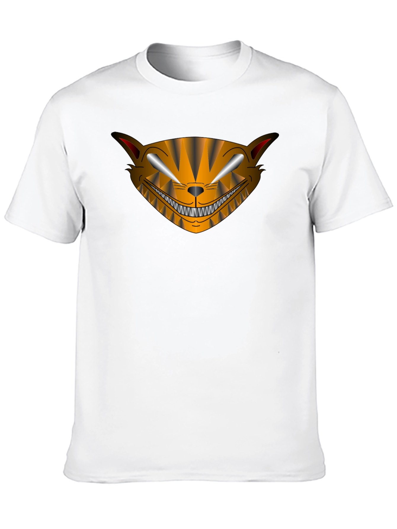 Mens Black Graphic T-Shirt - Cheshire Cat Style