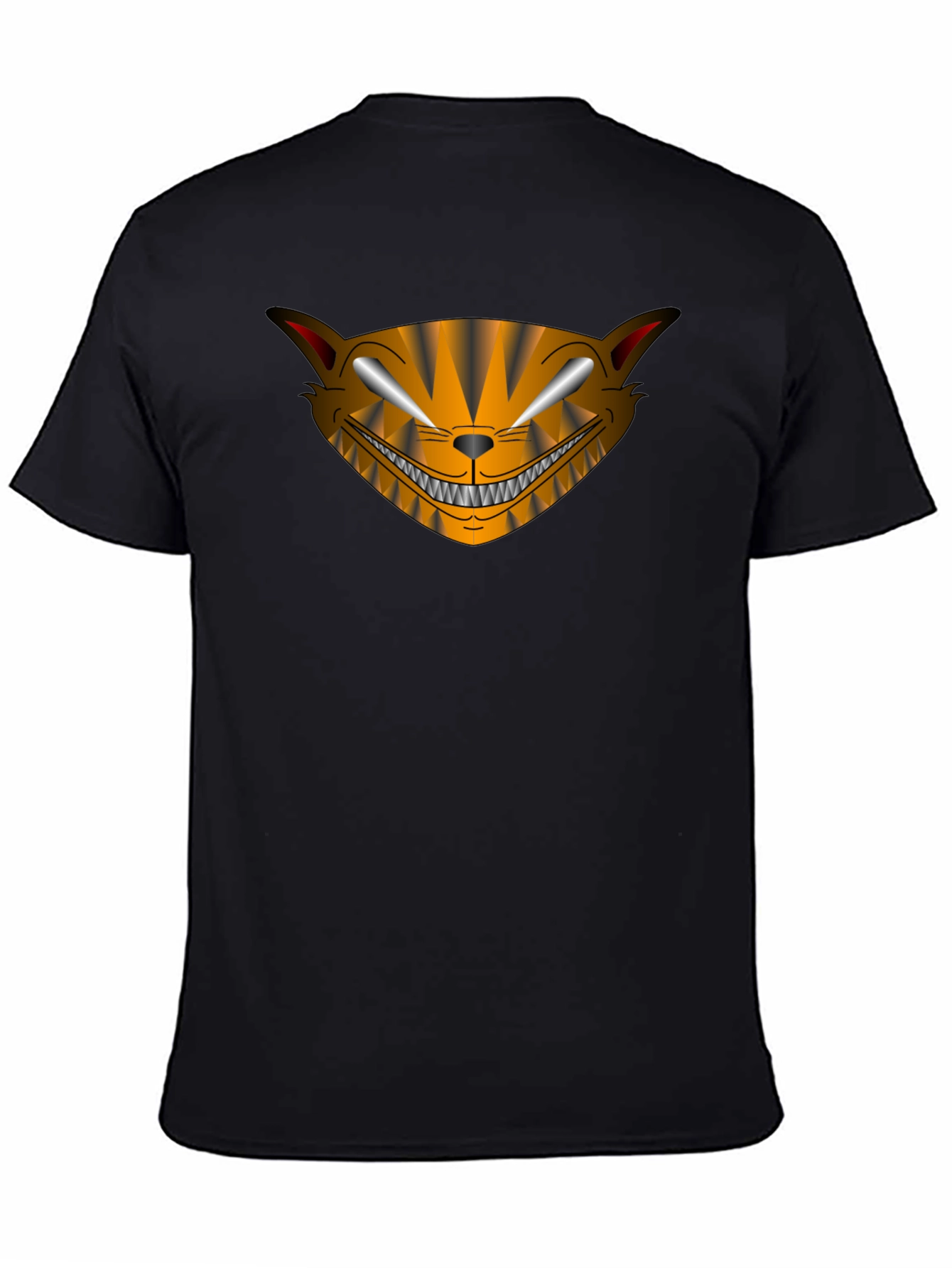 Mens Black Graphic T-Shirt - Cheshire Cat Style
