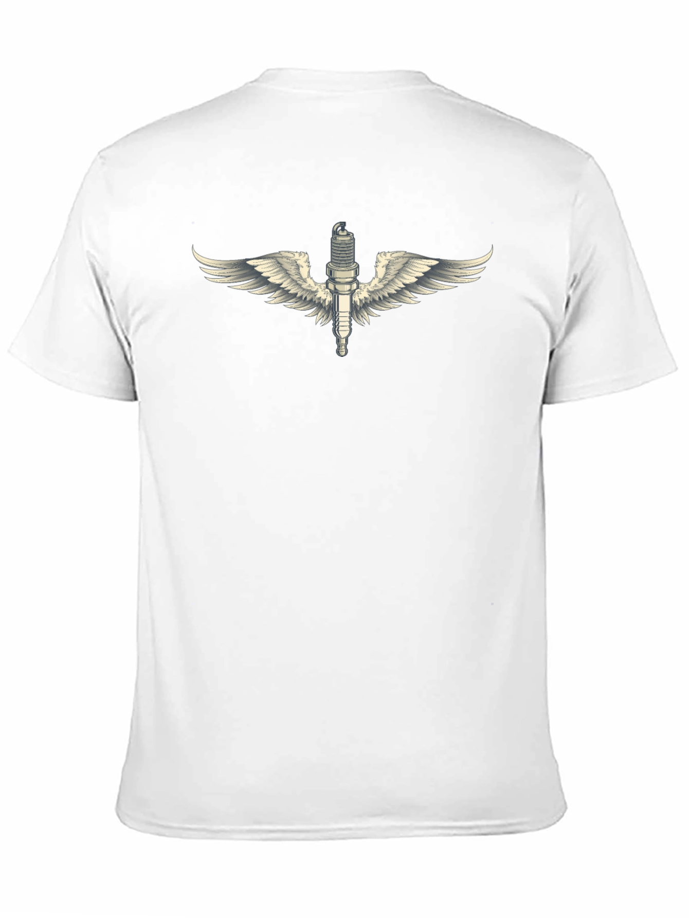 Winged Spark Plug Black T-Shirt - Mechanic Biker Style