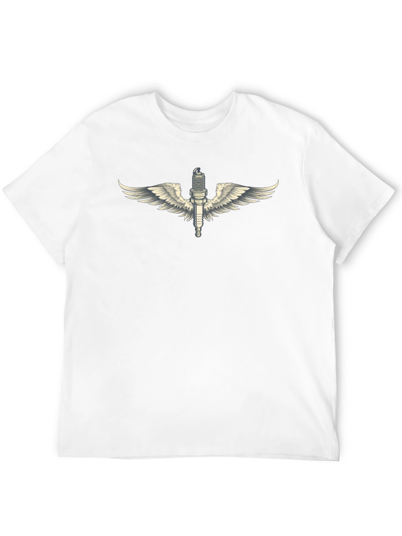 Winged Spark Plug Black T-Shirt - Mechanic Biker Style