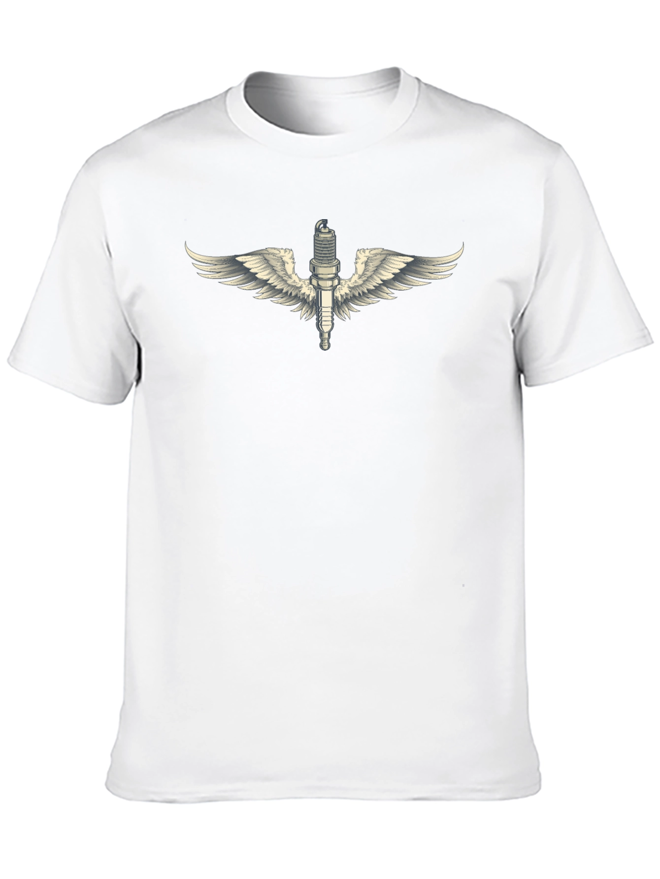 Winged Spark Plug Black T-Shirt - Mechanic Biker Style