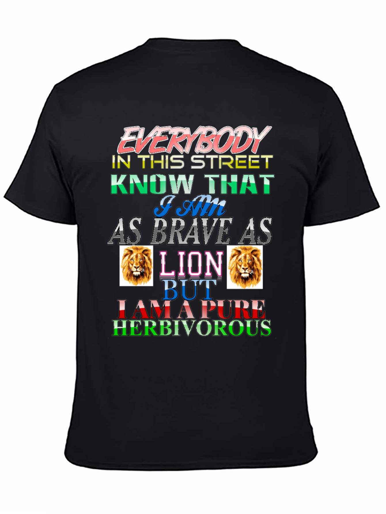 Brave Lion Herbivore Mens Black Graphic Tee