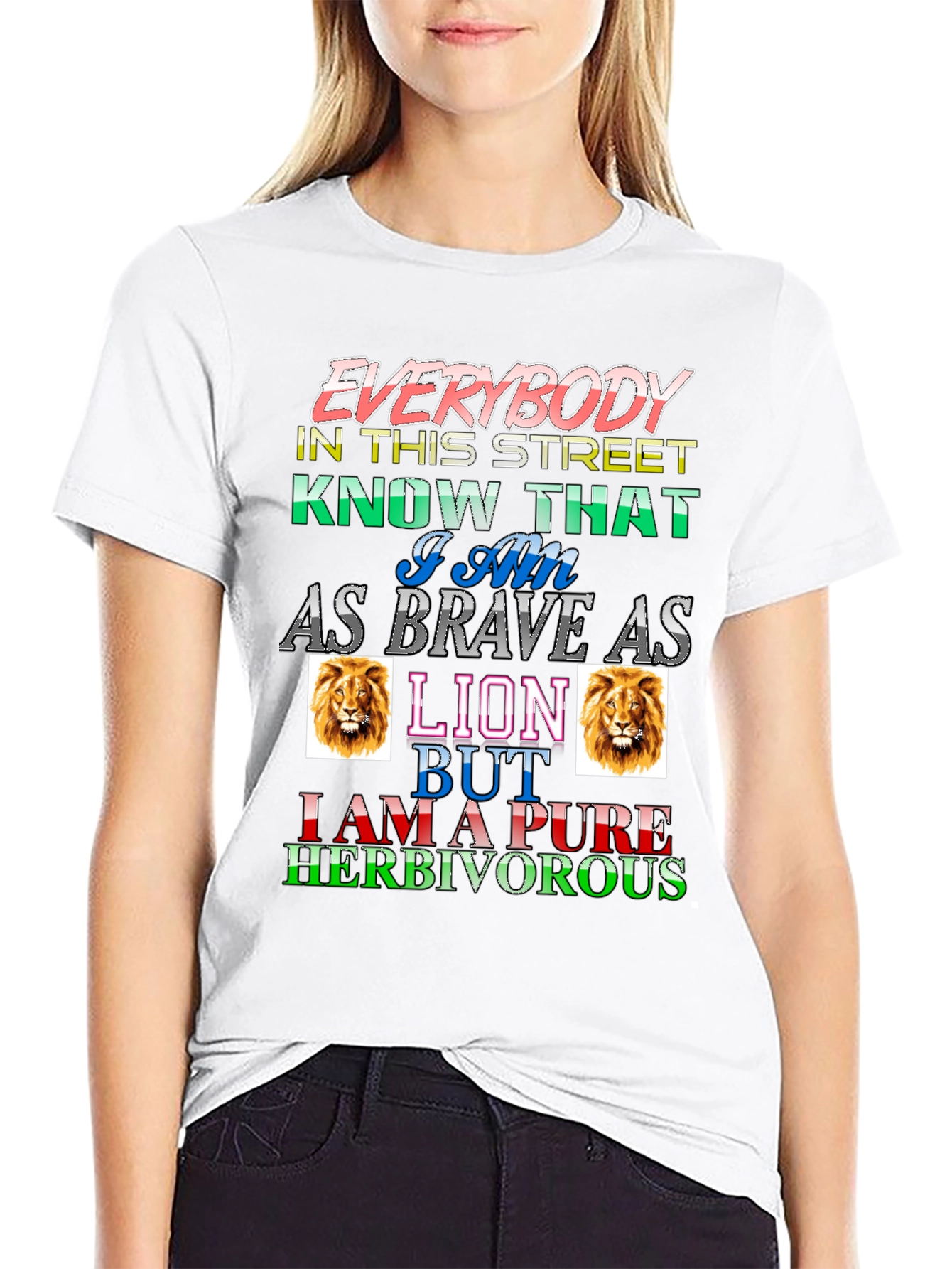 Brave Lion Herbivore Mens Black Graphic Tee