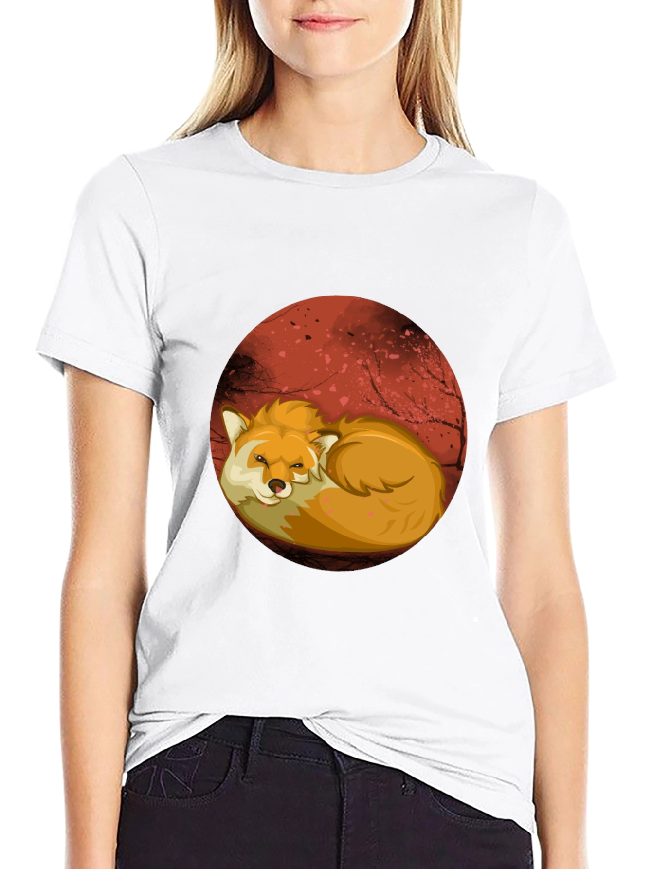Fox Graphic T-Shirt - Red Moon Design Soft Cotton