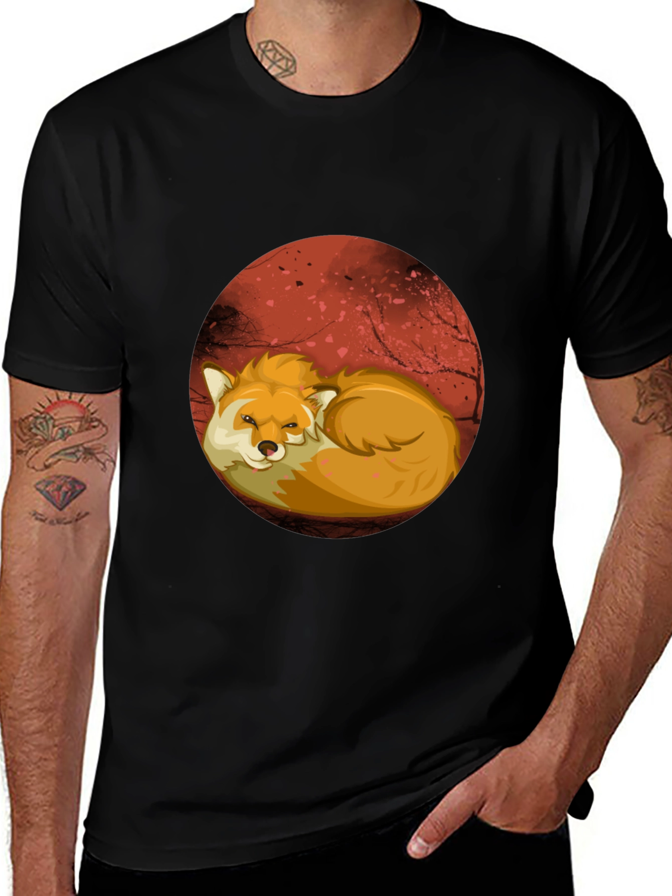 Fox Graphic T-Shirt - Red Moon Design Soft Cotton