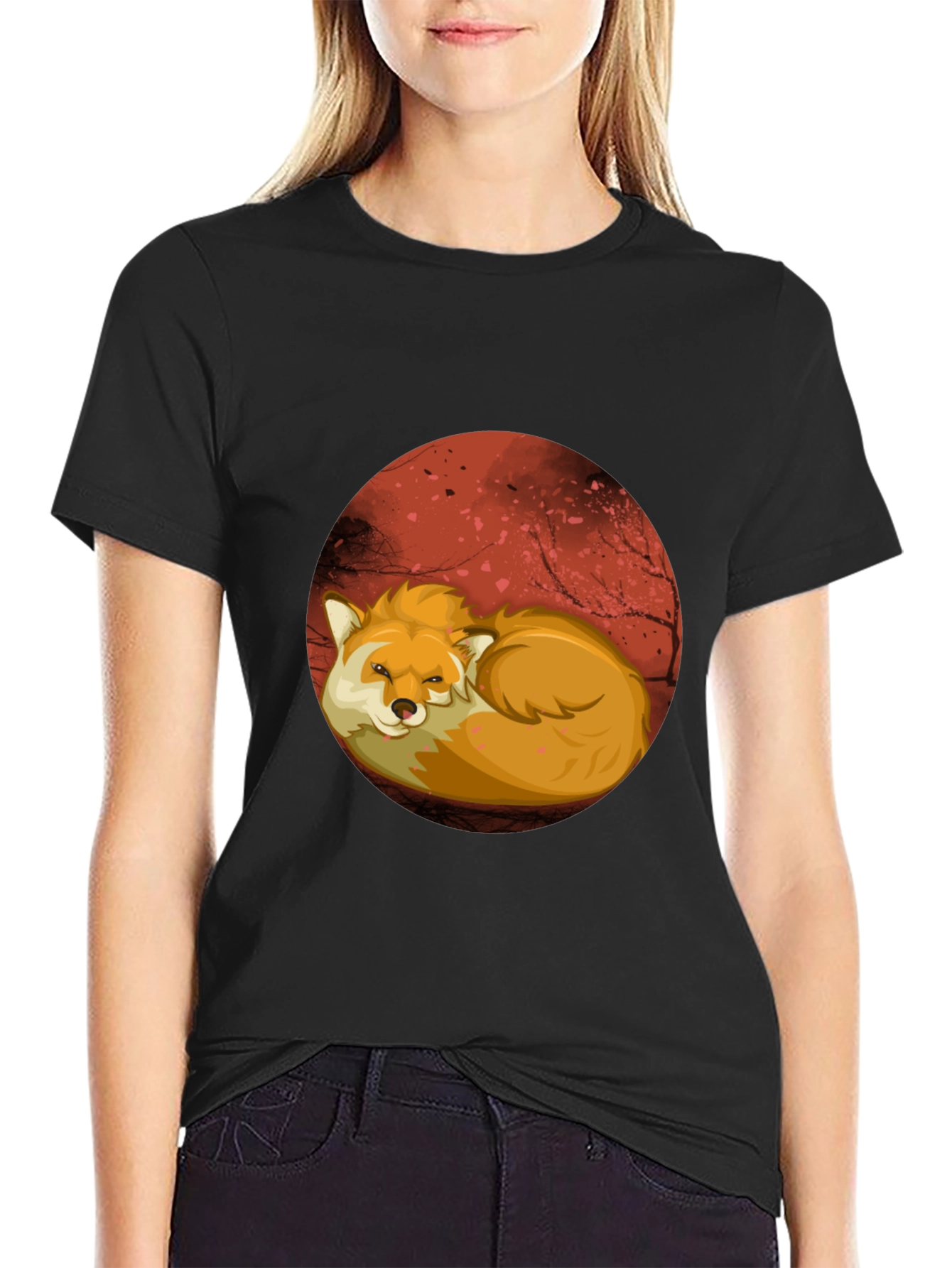Fox Graphic T-Shirt - Red Moon Design Soft Cotton