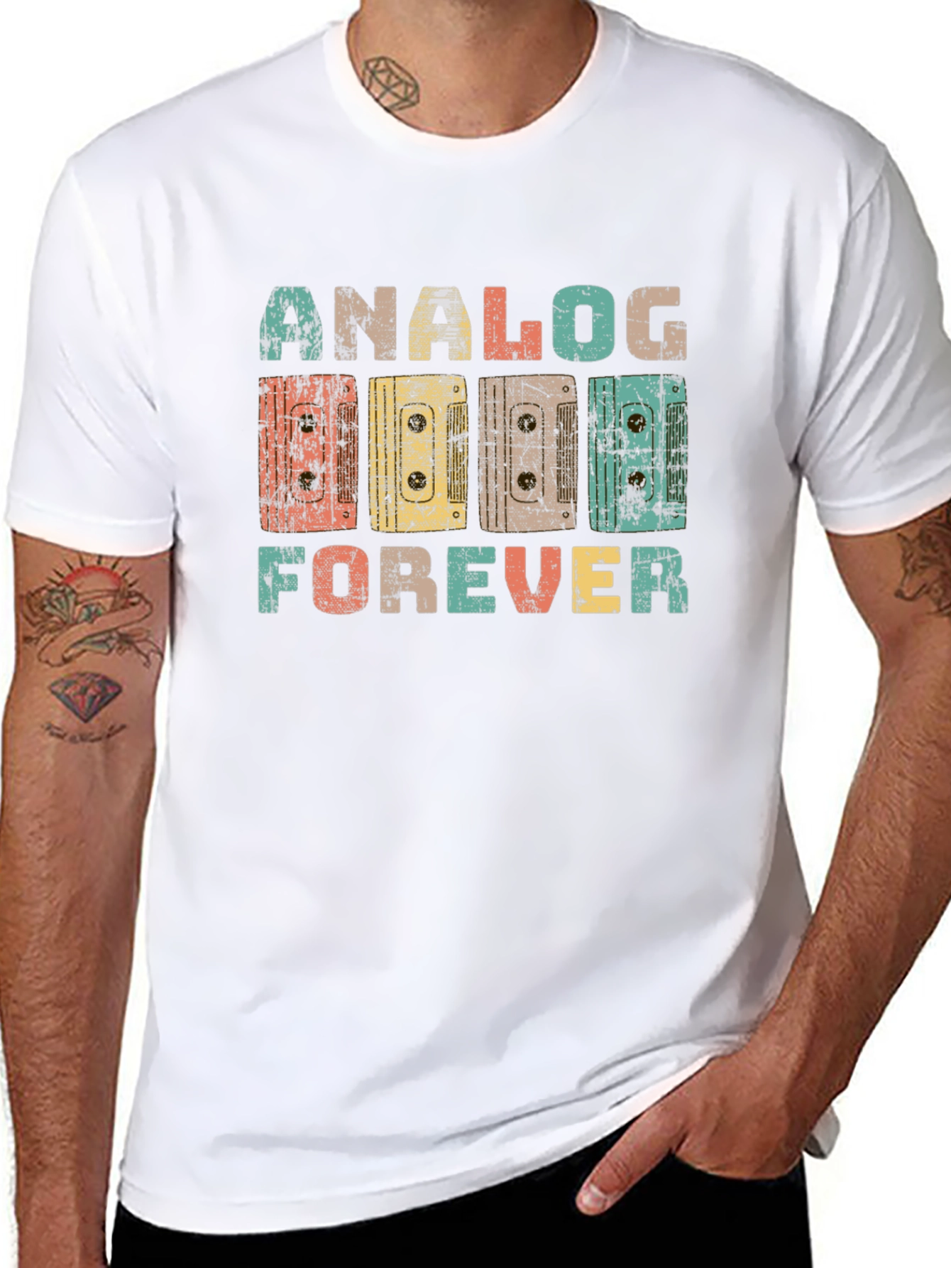 Retro Analog Forever Cassette Tape Graphic T-Shirt