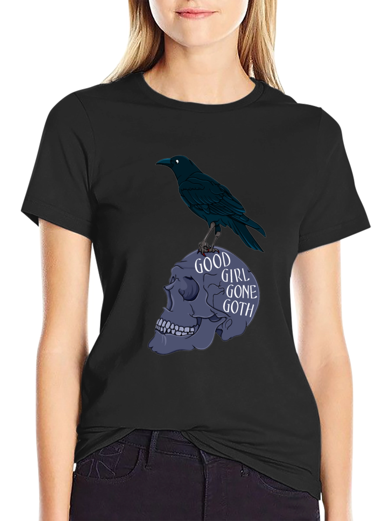 Good Girl Gone Goth Tee - Raven Skull T-Shirt