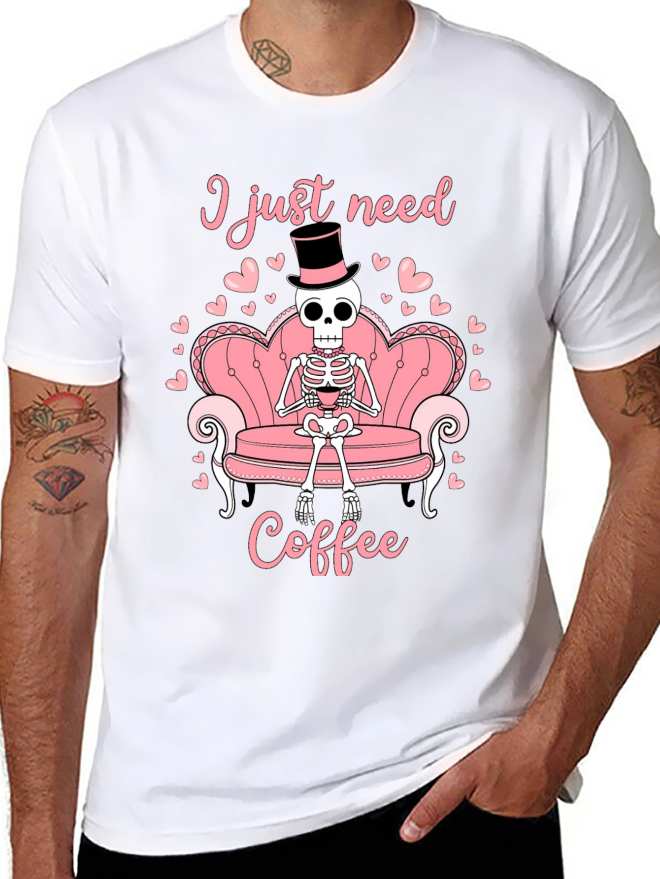 I Just Need Coffee Skeleton T-Shirt