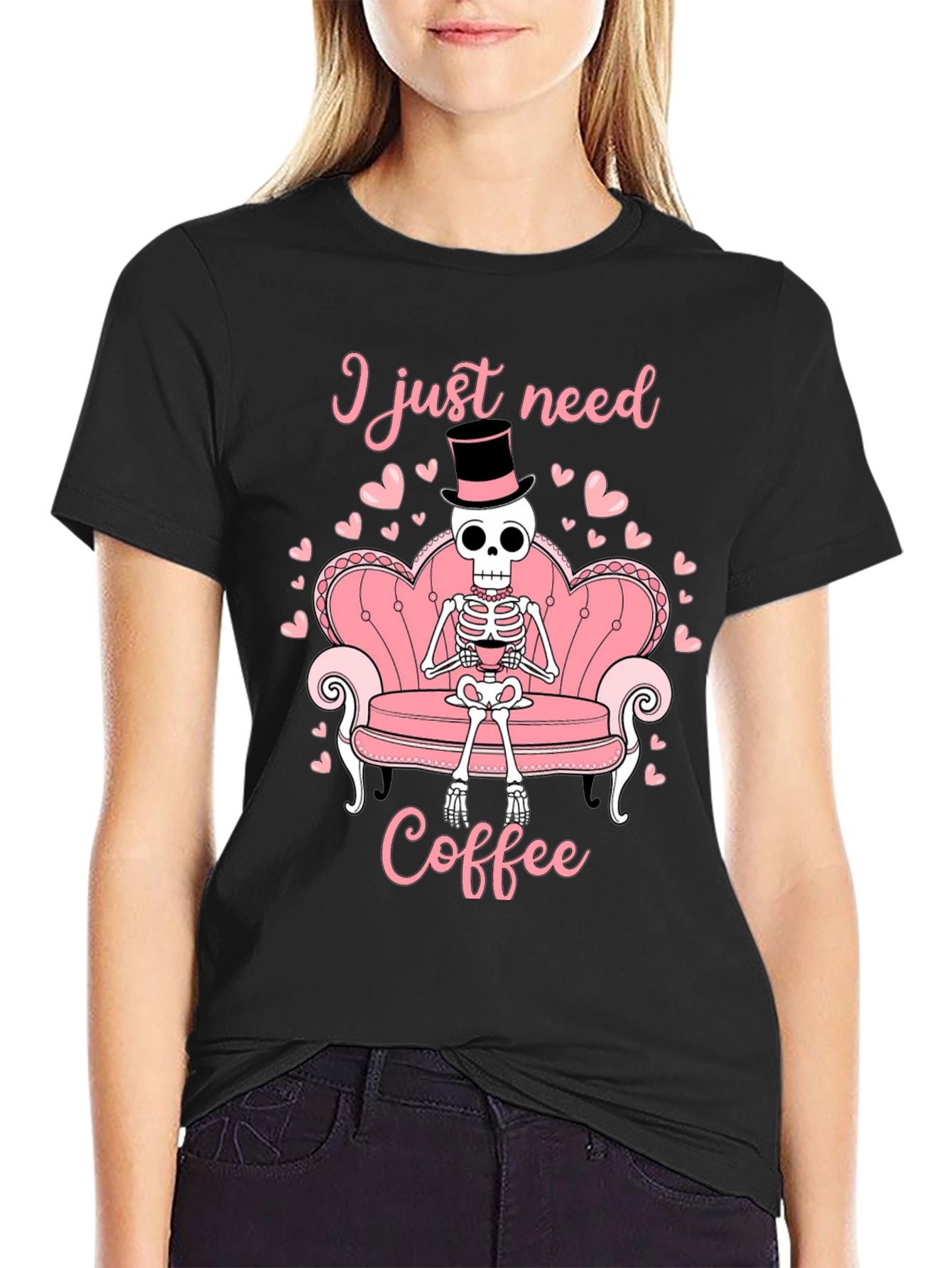 I Just Need Coffee Skeleton T-Shirt
