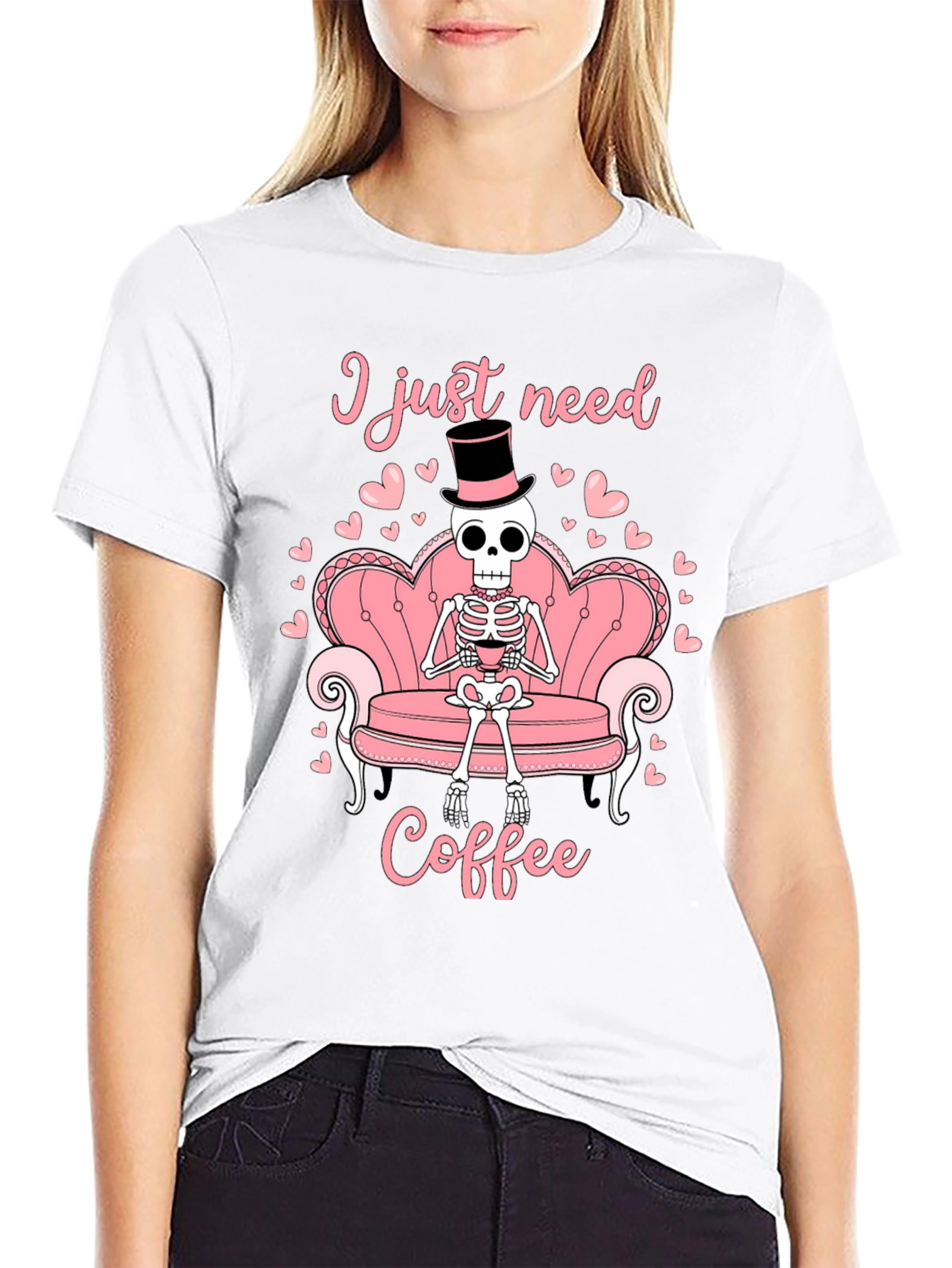 I Just Need Coffee Skeleton T-Shirt