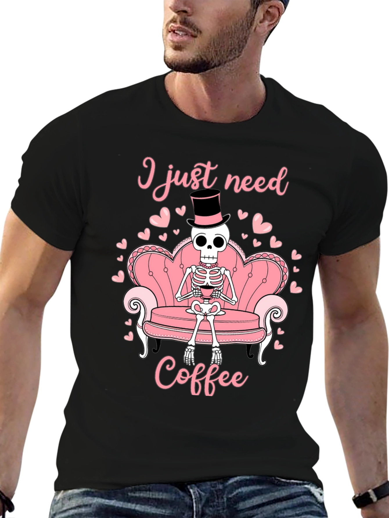 I Just Need Coffee Skeleton T-Shirt