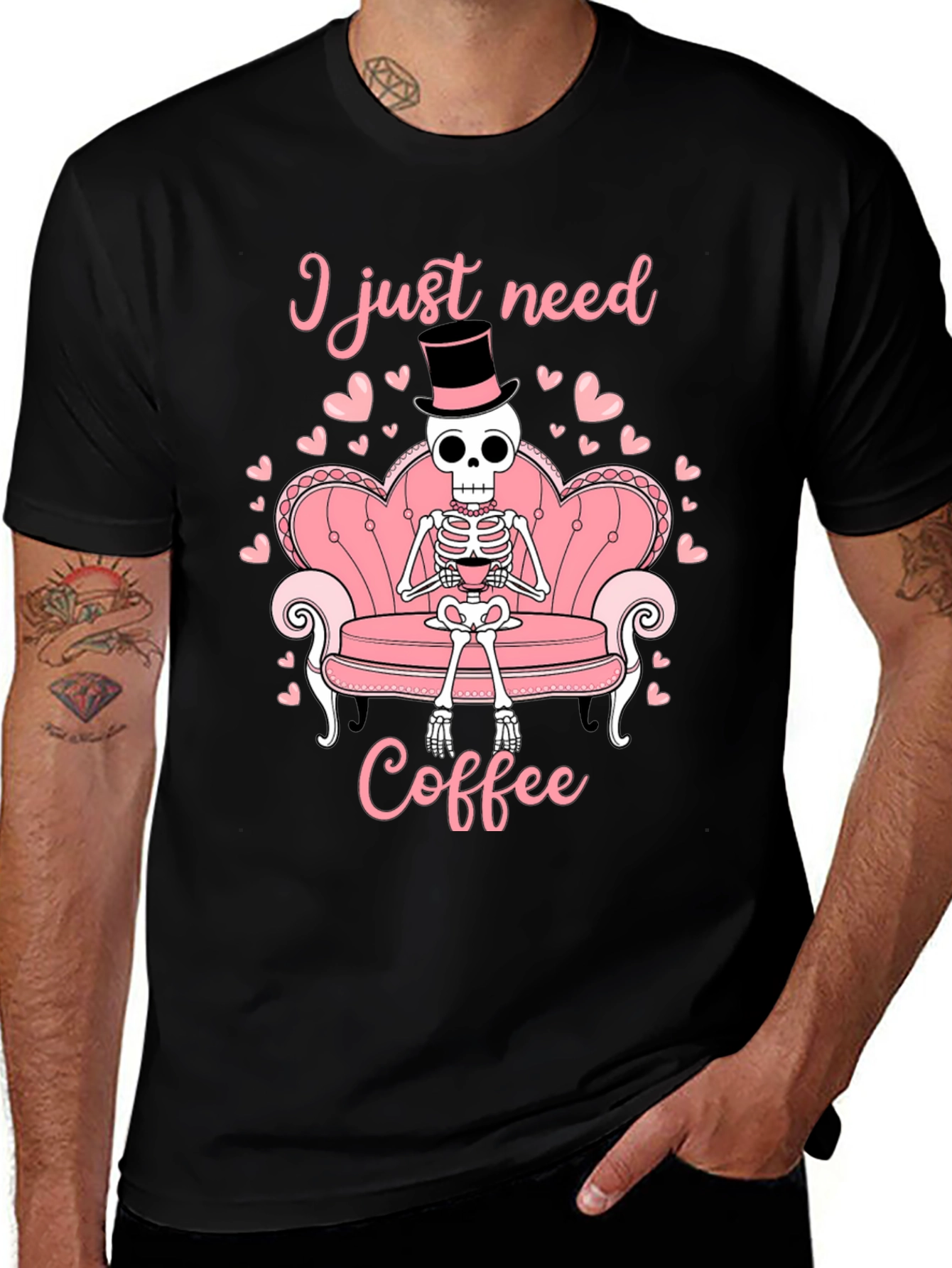 I Just Need Coffee Skeleton T-Shirt