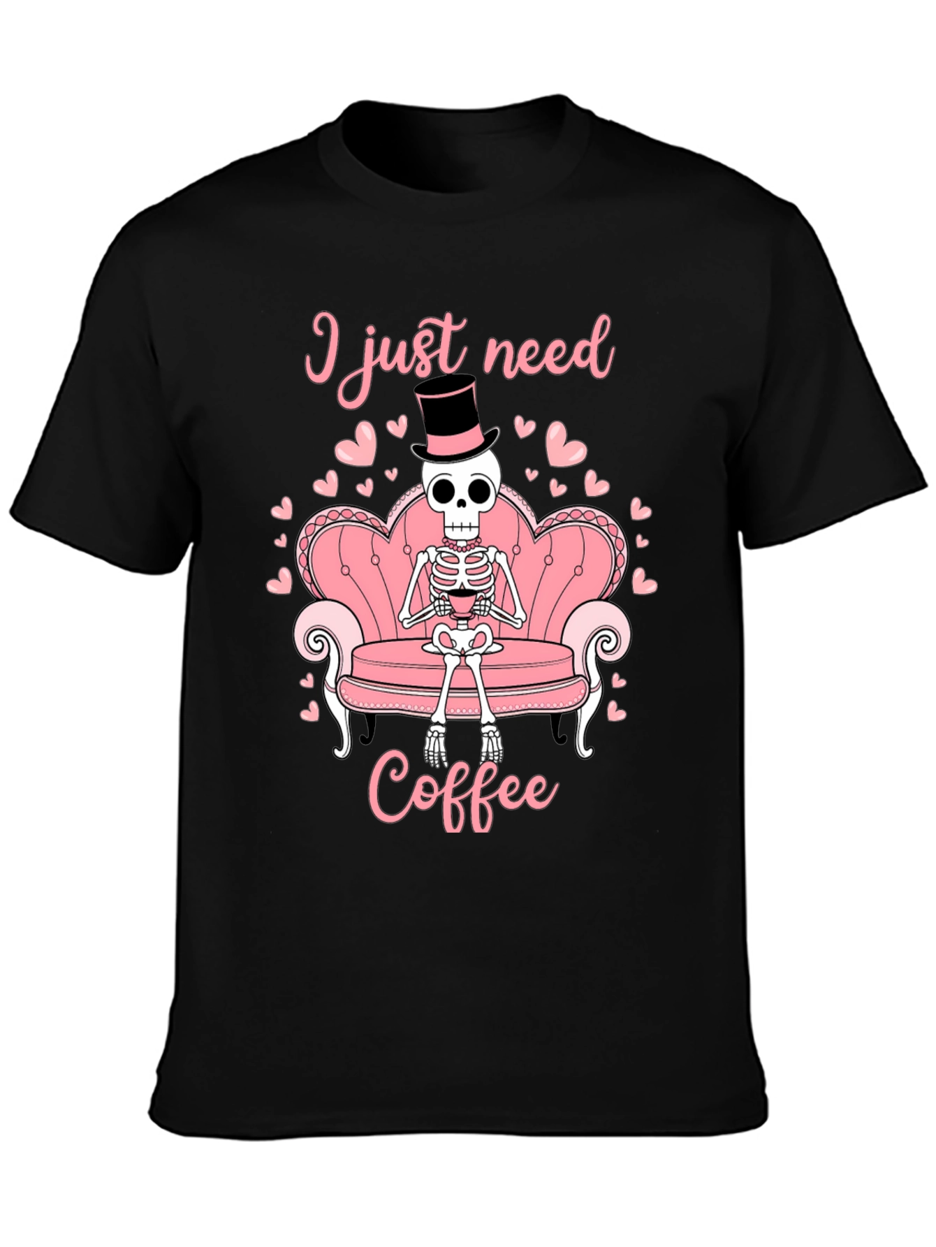 I Just Need Coffee Skeleton T-Shirt