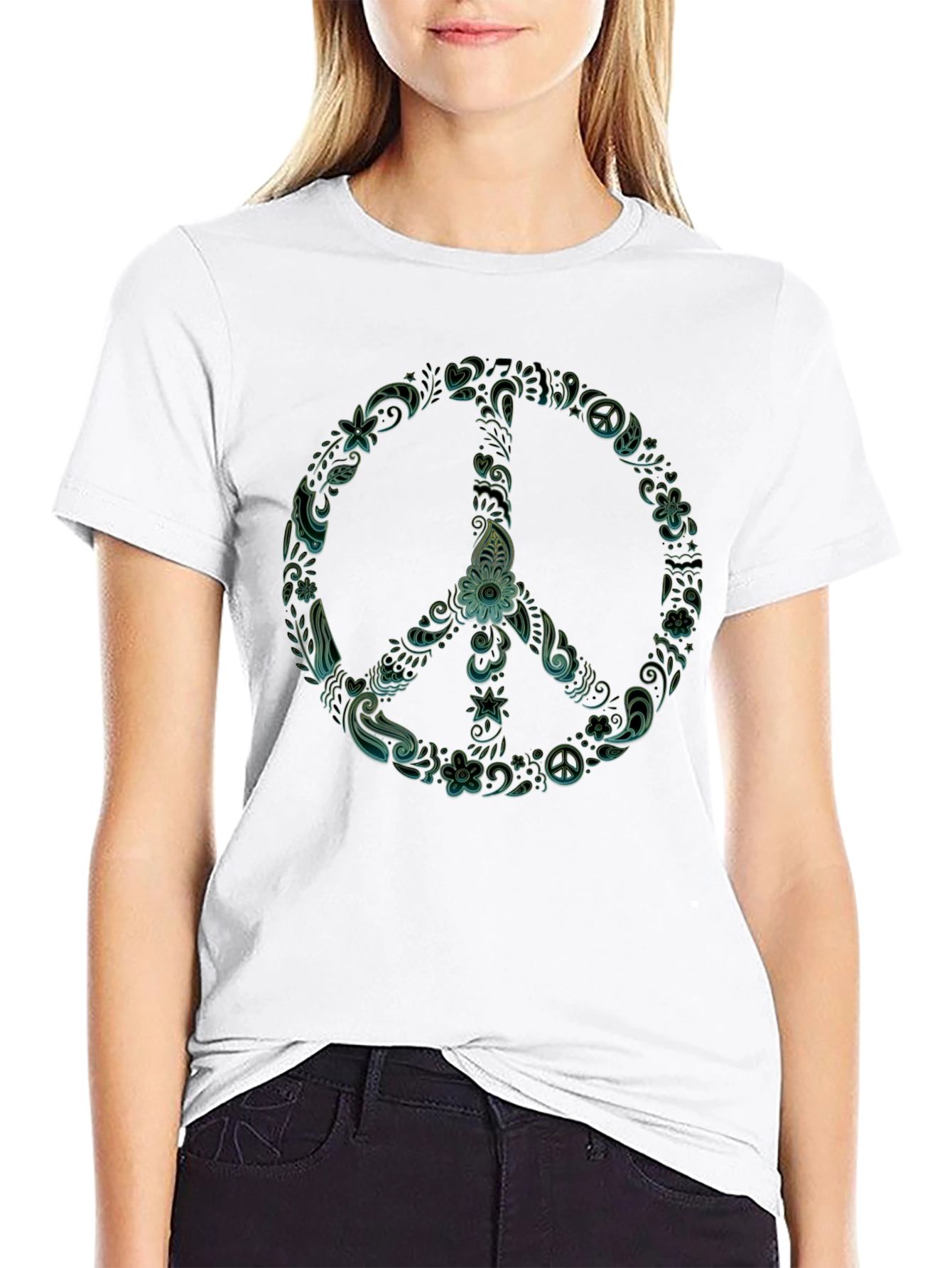 Peace Sign Graphic T-Shirt - Black Casual Tee