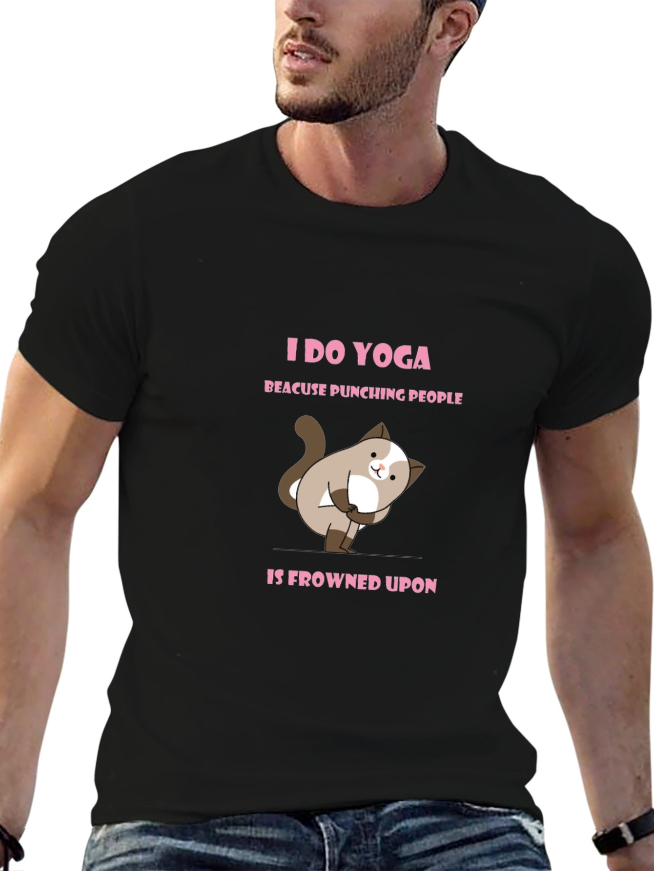 Yoga Cat T-Shirt: Punching People is Frowned Upon!