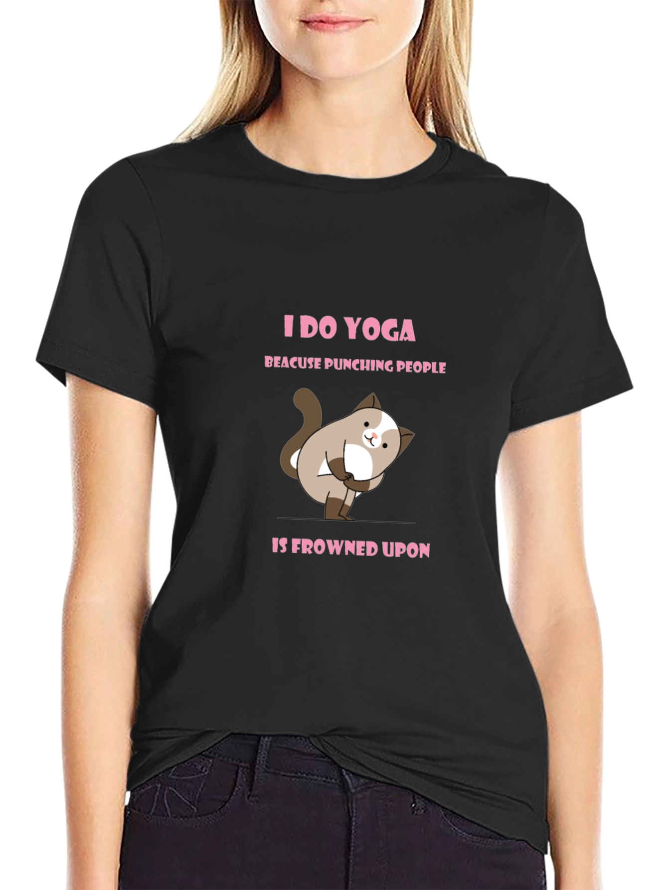 Yoga Cat T-Shirt: Punching People is Frowned Upon!