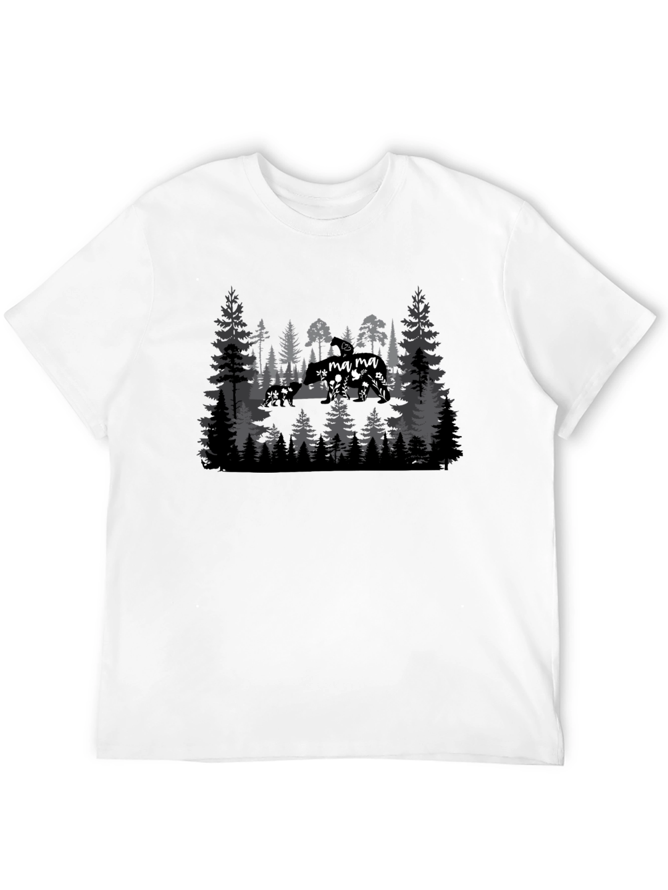 Mama Bear Forest Graphic Tee - Black