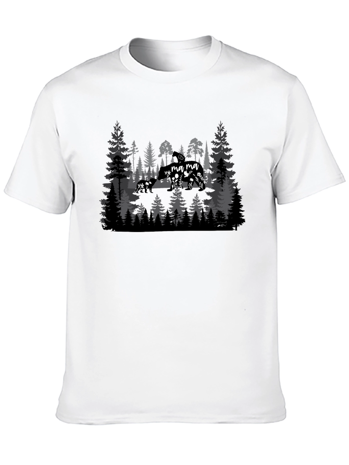Mama Bear Forest Graphic Tee - Black