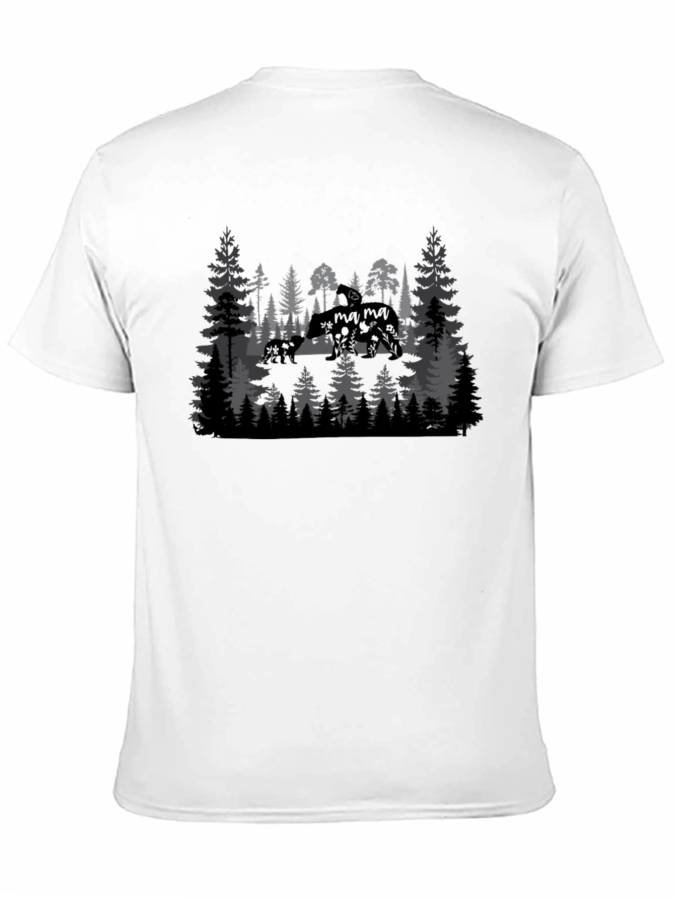 Mama Bear Forest Graphic Tee - Black