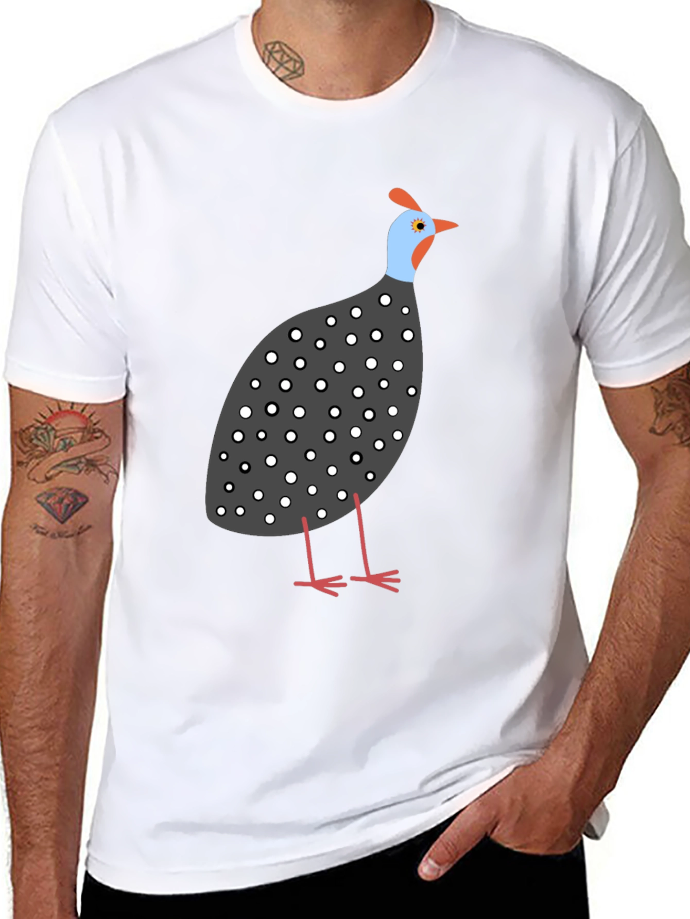 Guinea Fowl Graphic Tee - Unisex Black T-Shirt