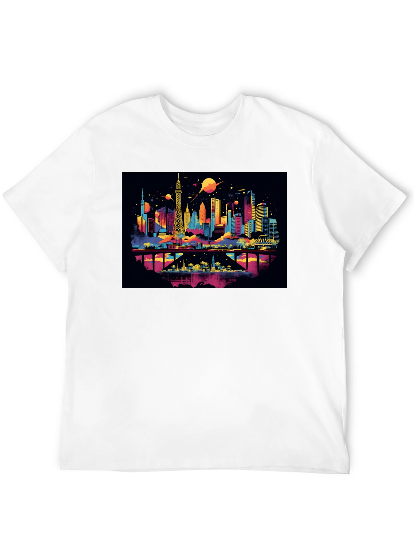 Colorful Cityscape Graphic T-Shirt