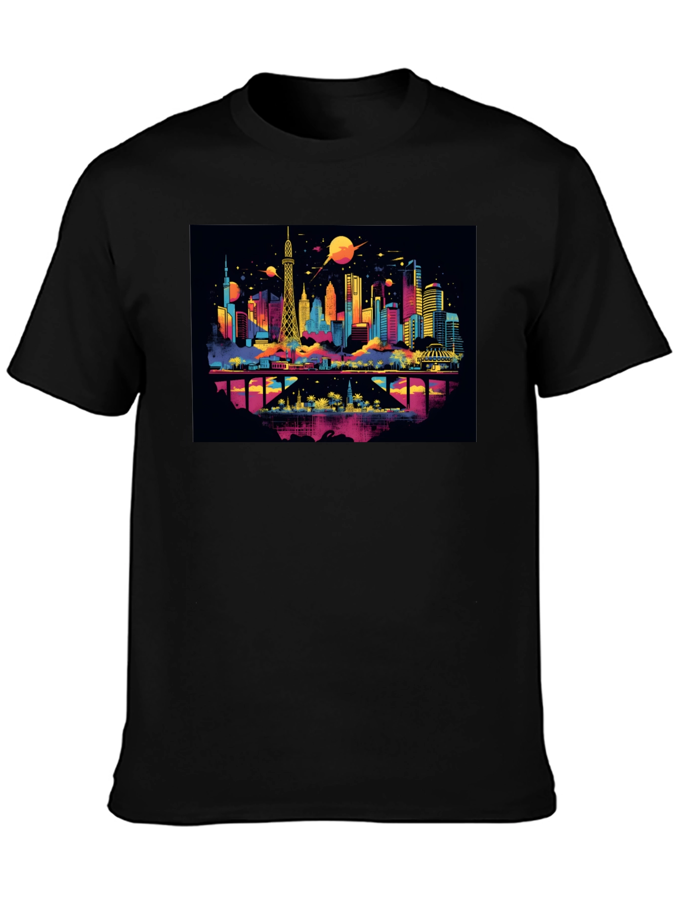 Colorful Cityscape Graphic T-Shirt