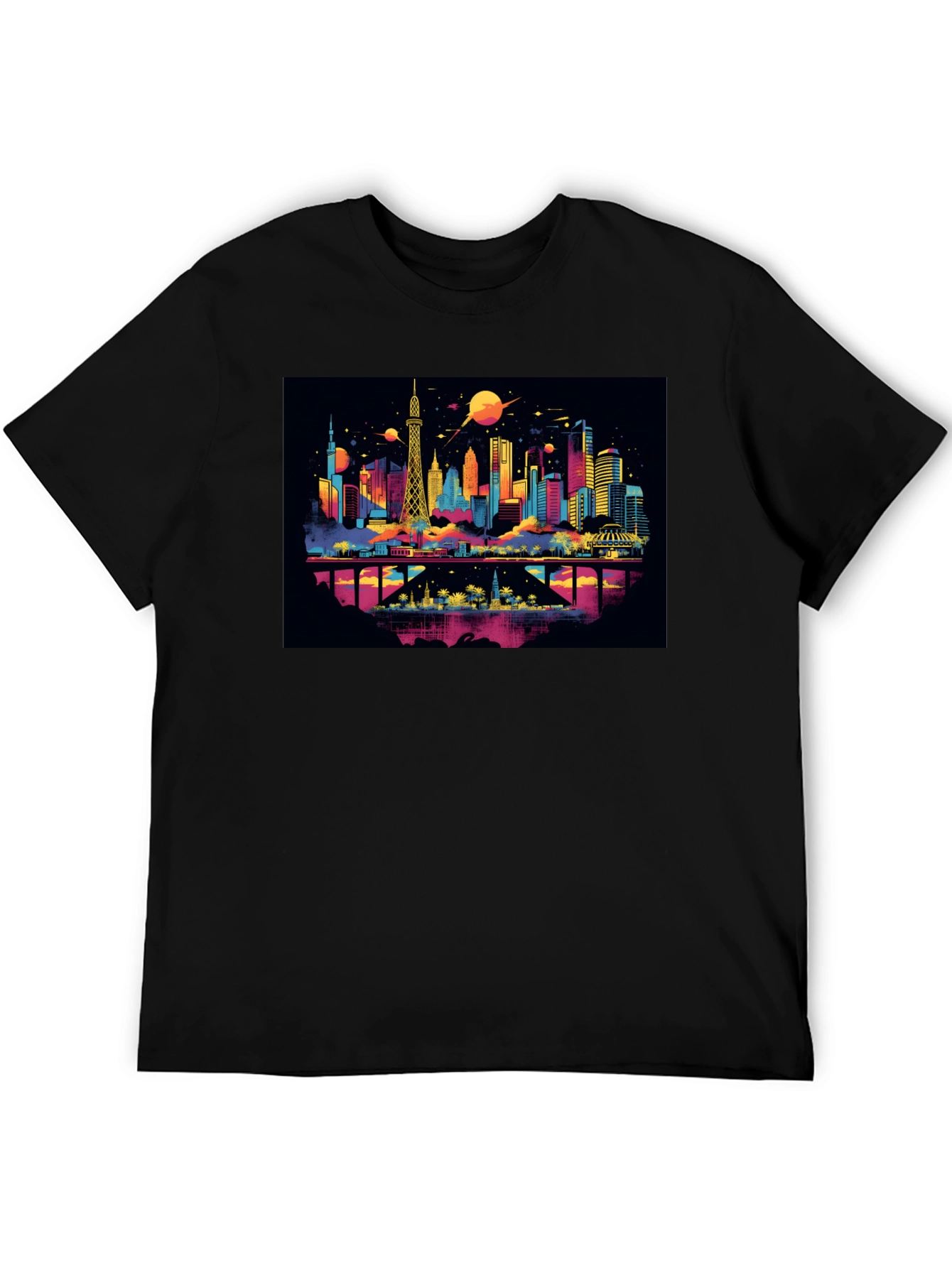 Colorful Cityscape Graphic T-Shirt