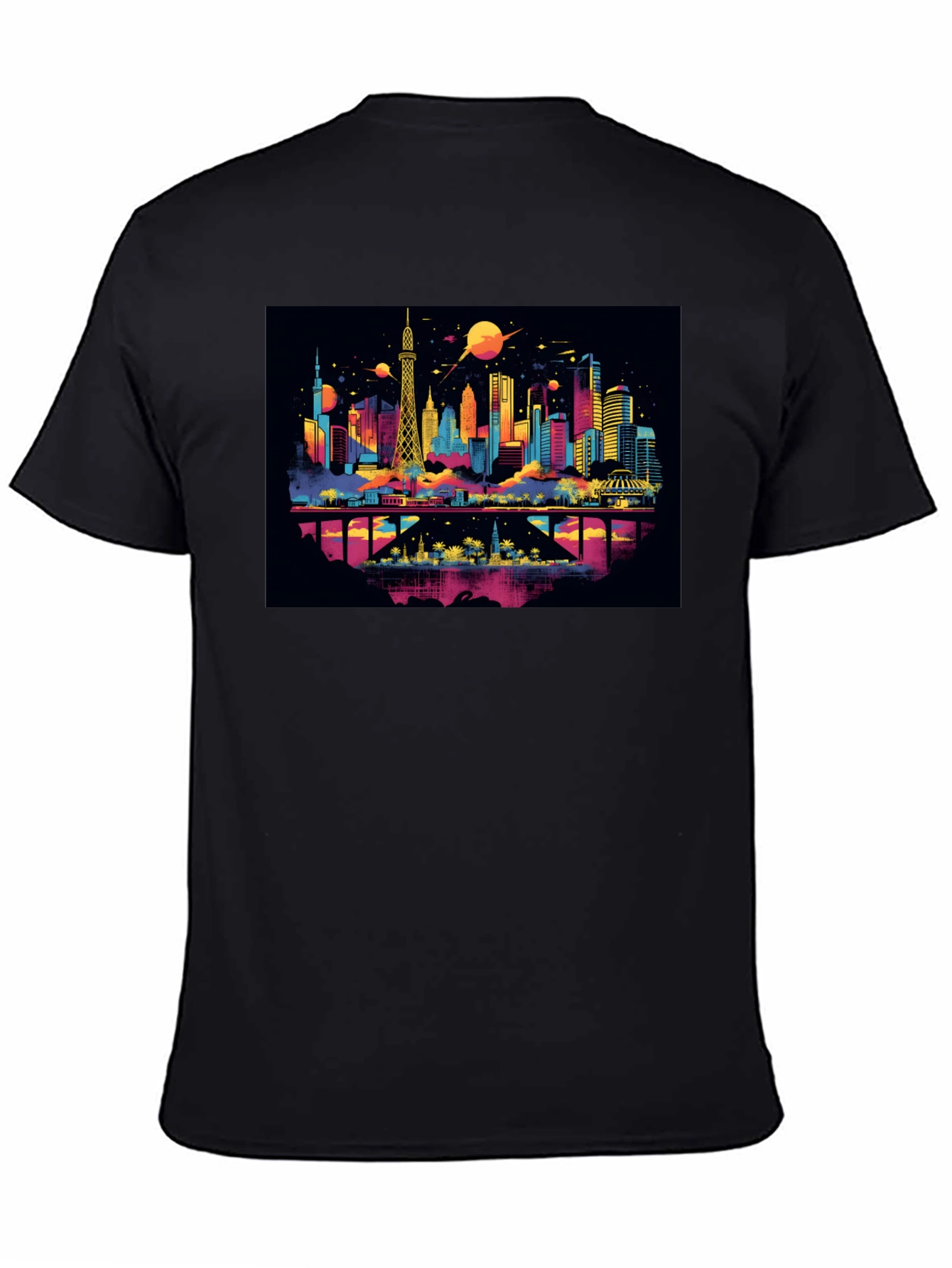 Colorful Cityscape Graphic T-Shirt
