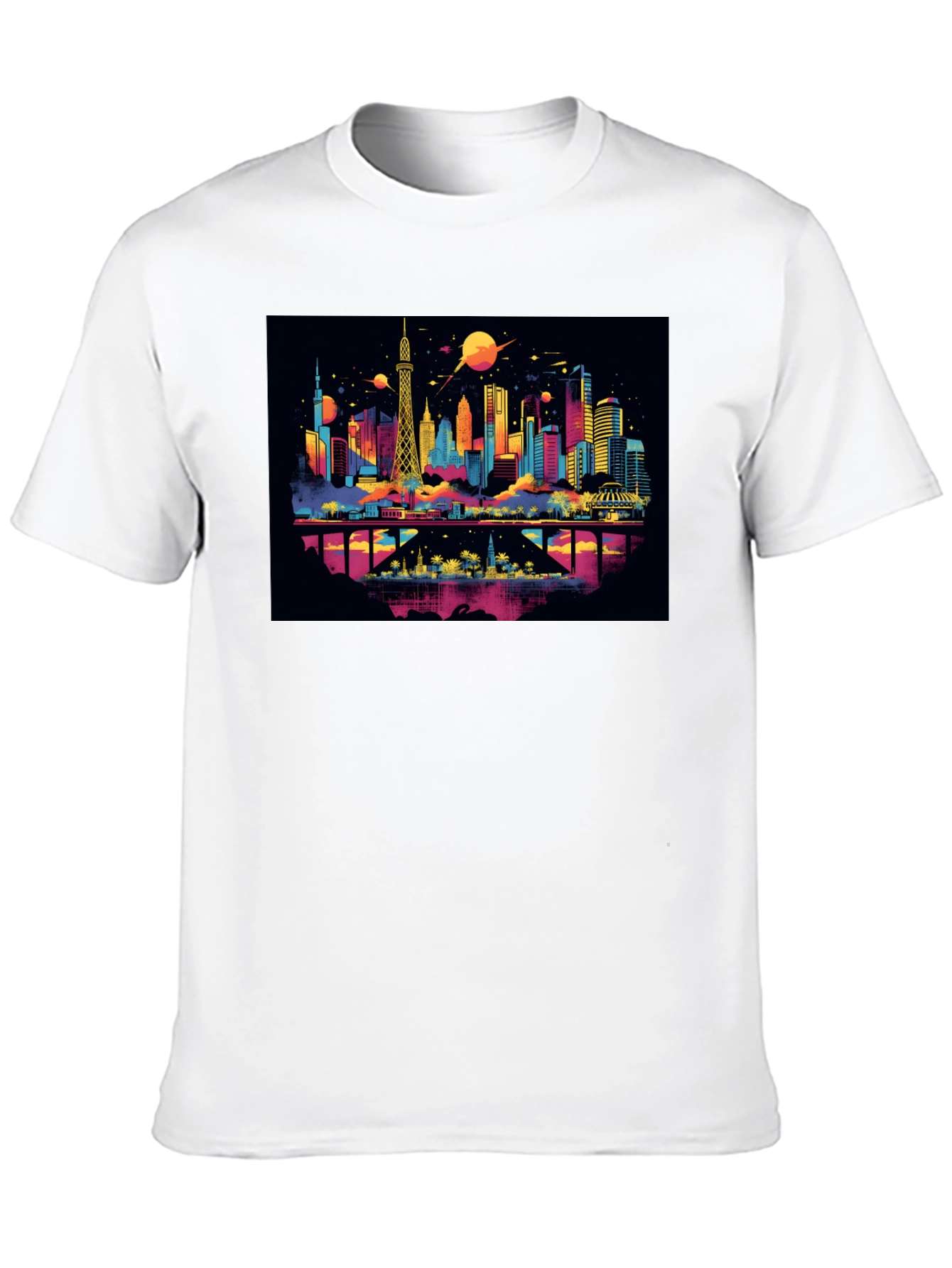 Colorful Cityscape Graphic T-Shirt