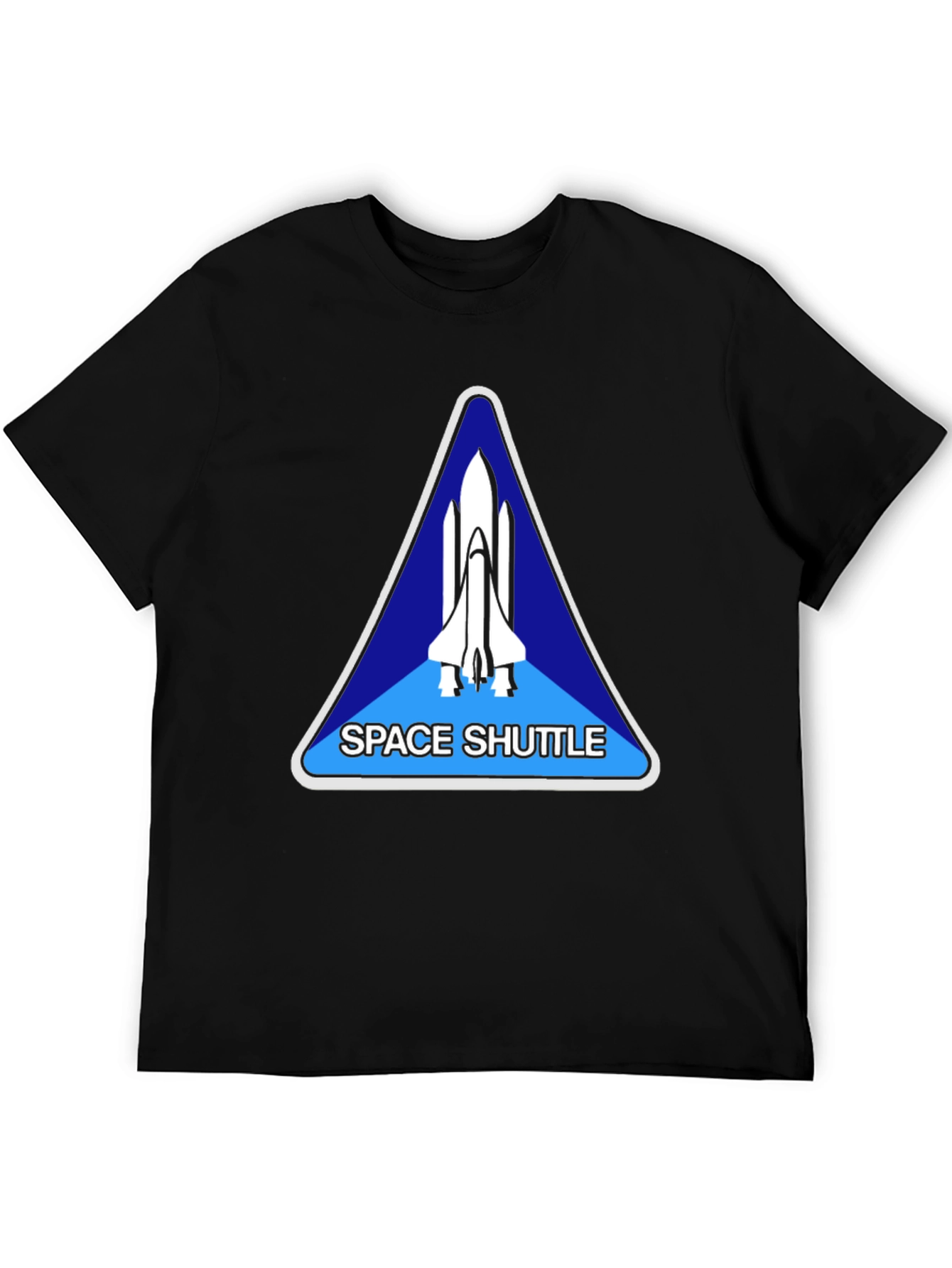 Space Shuttle Graphic T-Shirt - Black Crew Neck Tee