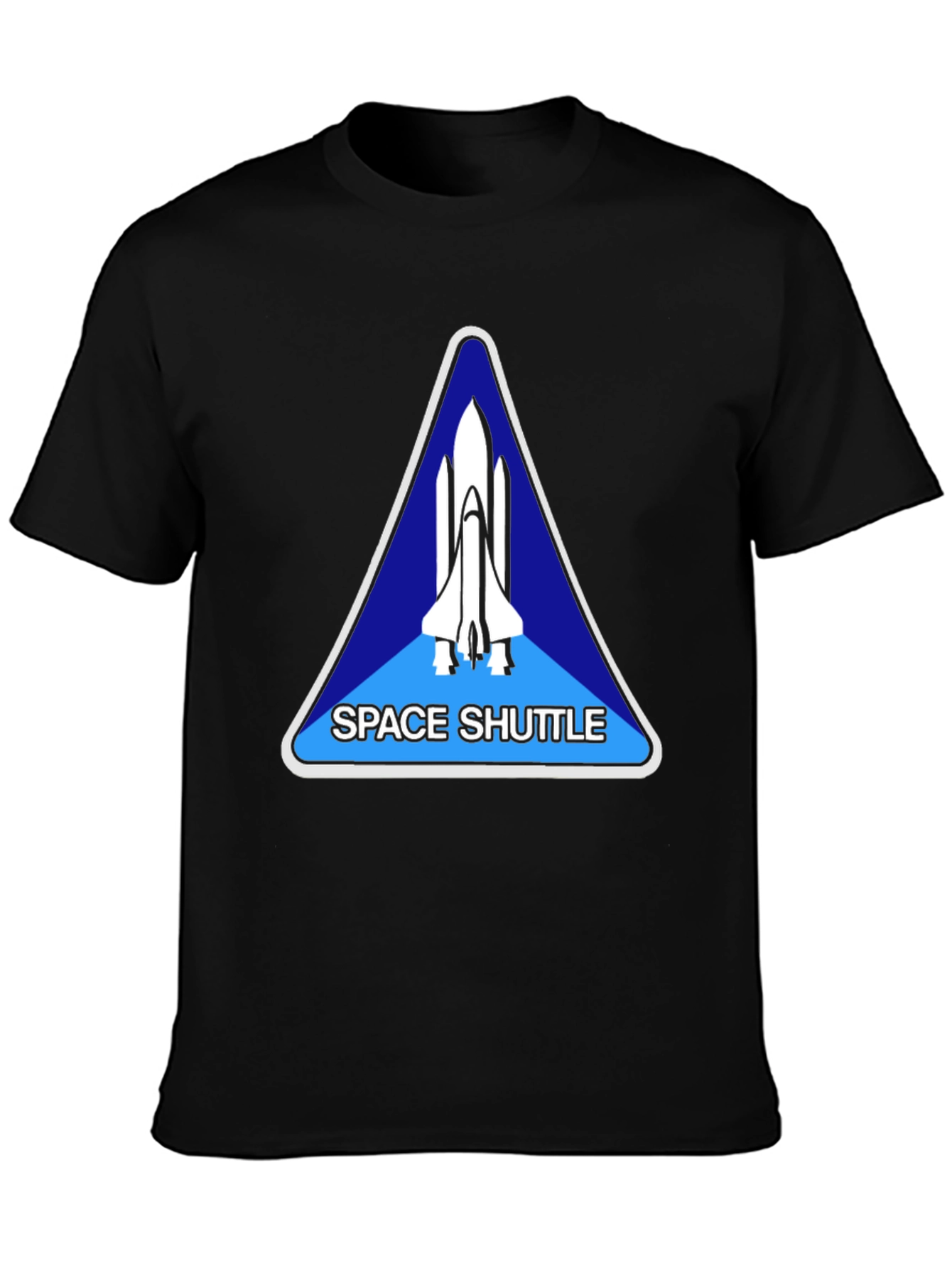 Space Shuttle Graphic T-Shirt - Black Crew Neck Tee