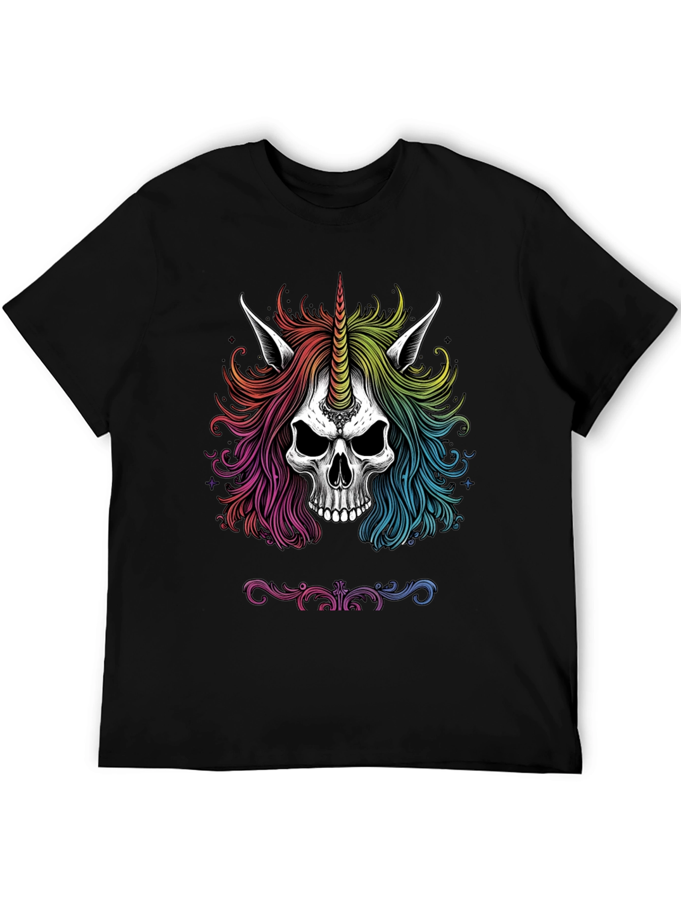 Rainbow Unicorn Skull Graphic Tee
