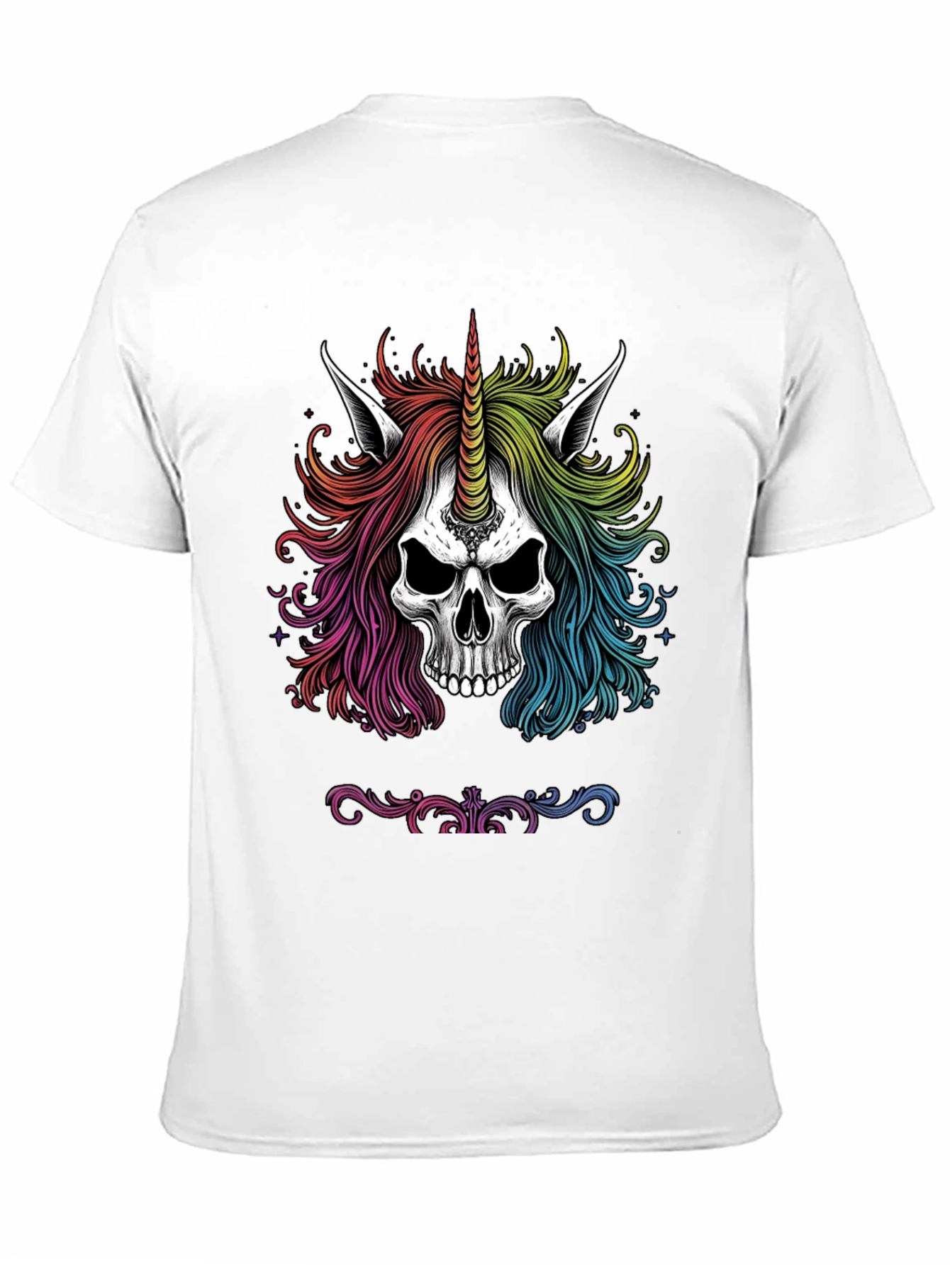 Rainbow Unicorn Skull Graphic Tee